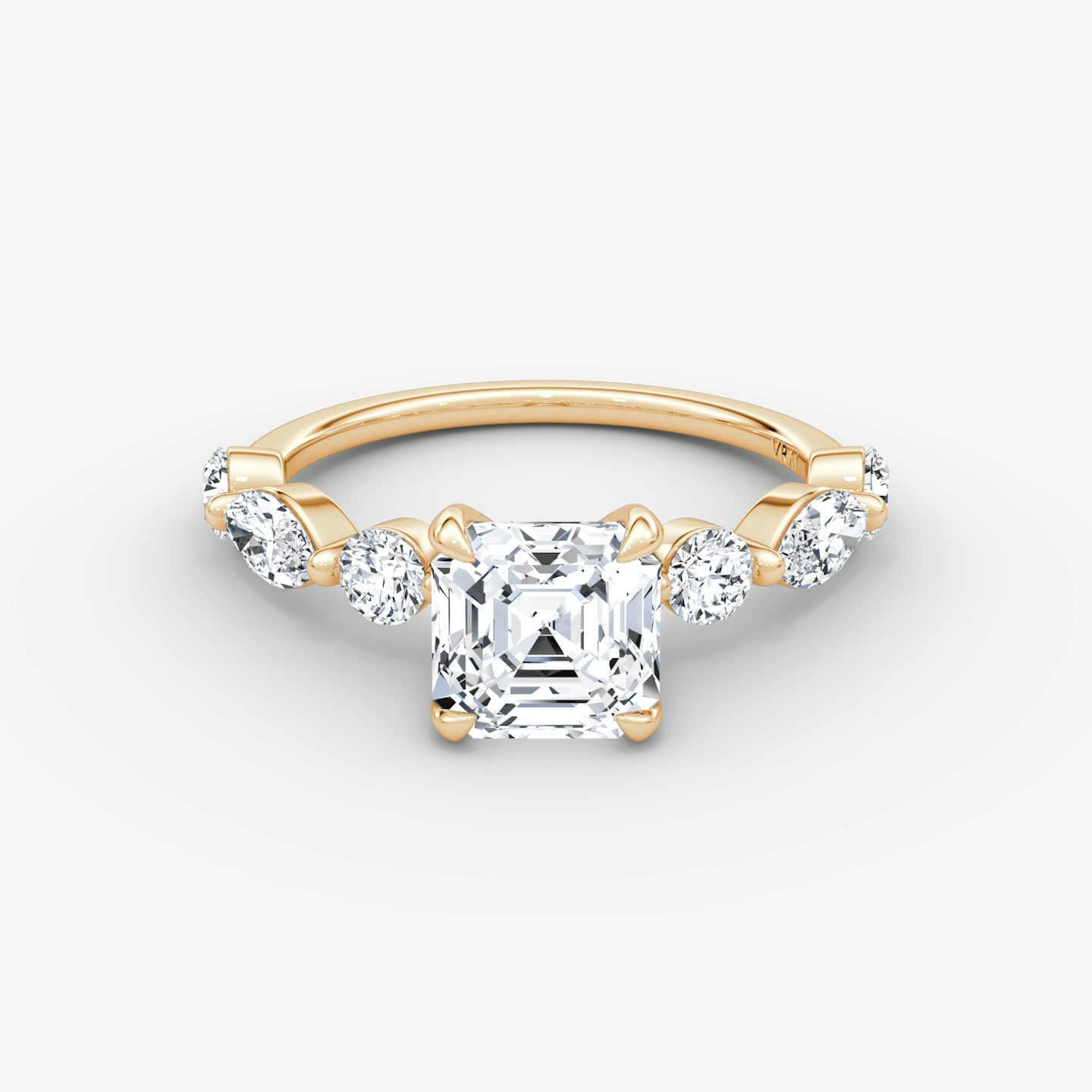 The Mixed Shape Single Shared Prong | Asscher | 14k | Rose Gold | bandAccent: Plain | diamondOrientation: vertical | caratWeight: other