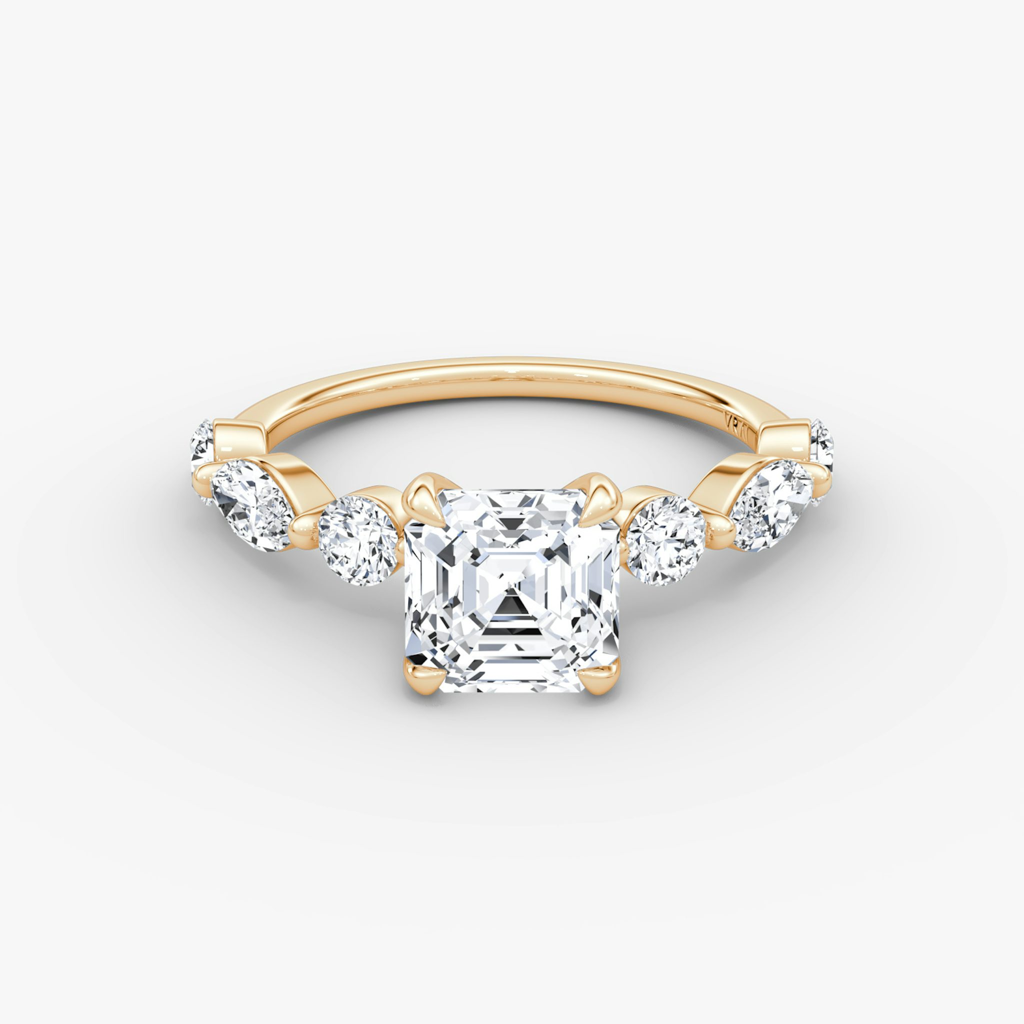 The Mixed Shape Single Shared Prong | Asscher | 14k | Rose Gold | bandAccent: Plain | diamondOrientation: vertical | caratWeight: other