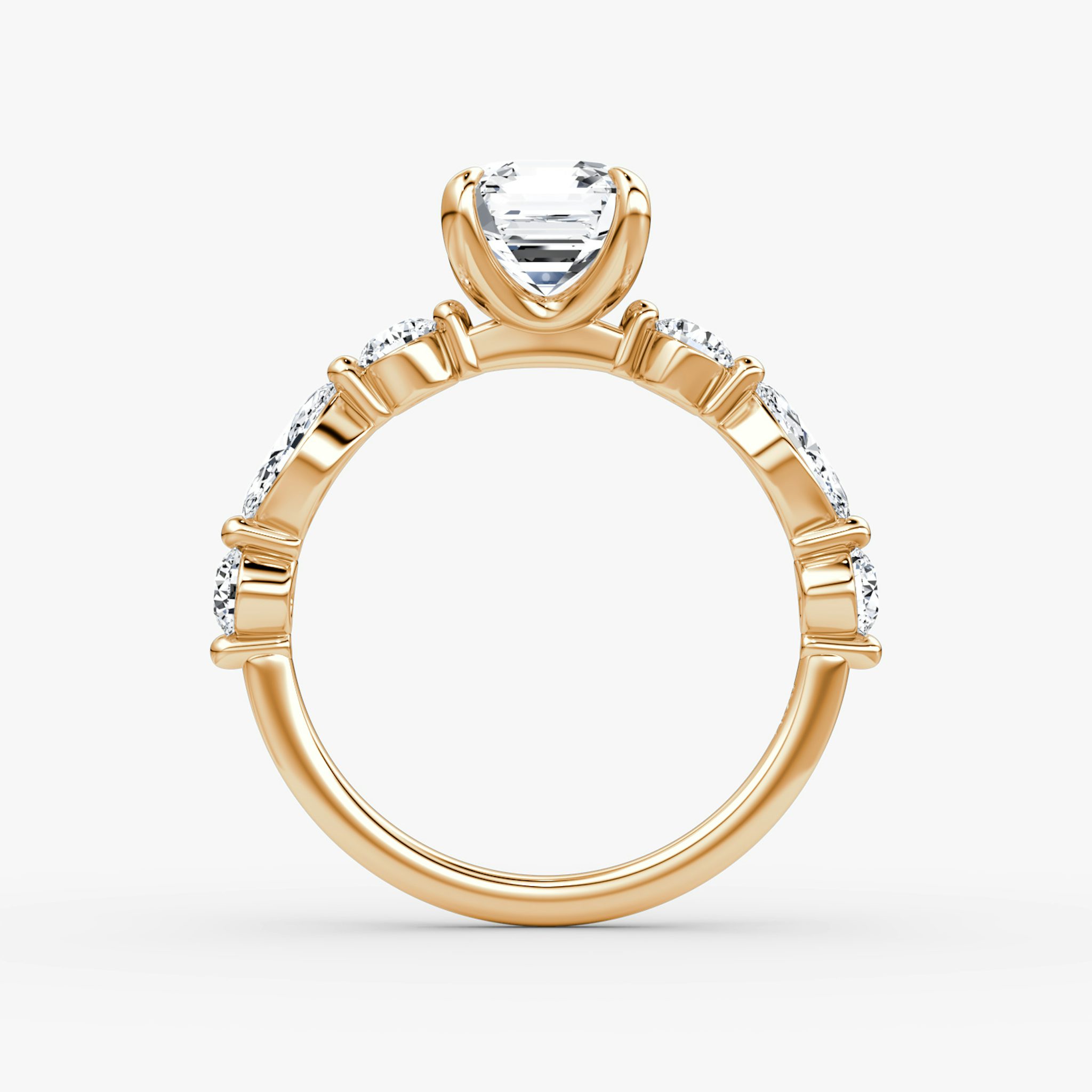 The Mixed Shape Single Shared Prong | Asscher | 14k | Rose Gold | bandAccent: Plain | diamondOrientation: vertical | caratWeight: other