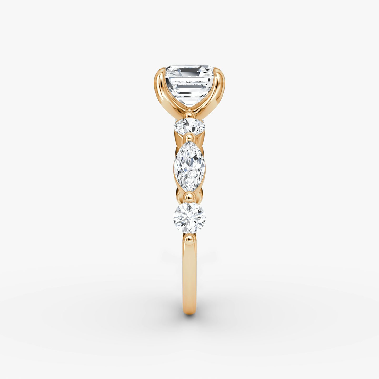 The Mixed Shape Single Shared Prong | Asscher | 14k | Rose Gold | bandAccent: Plain | diamondOrientation: vertical | caratWeight: other