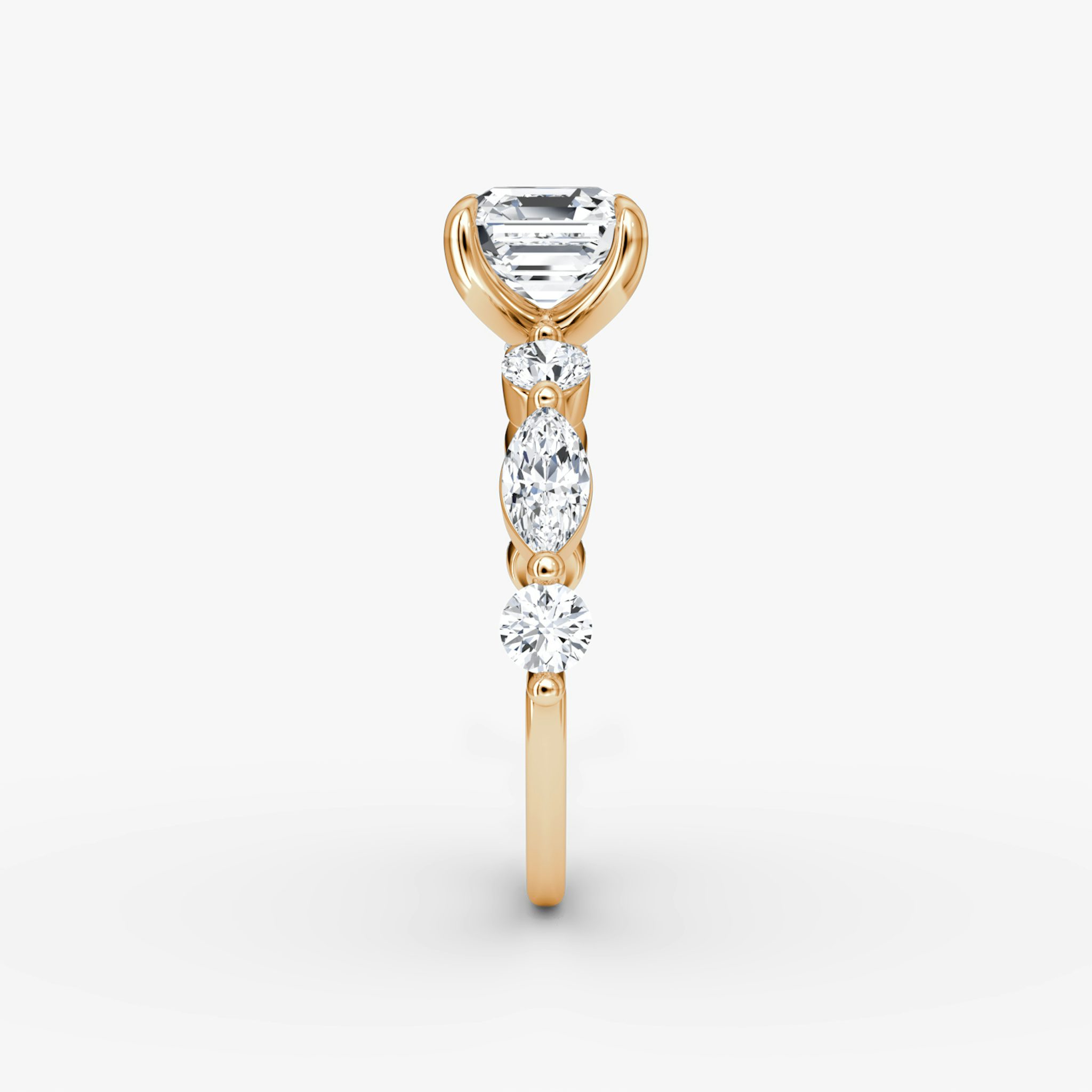 The Mixed Shape Single Shared Prong | Asscher | 14k | Rose Gold | bandAccent: Plain | diamondOrientation: vertical | caratWeight: other