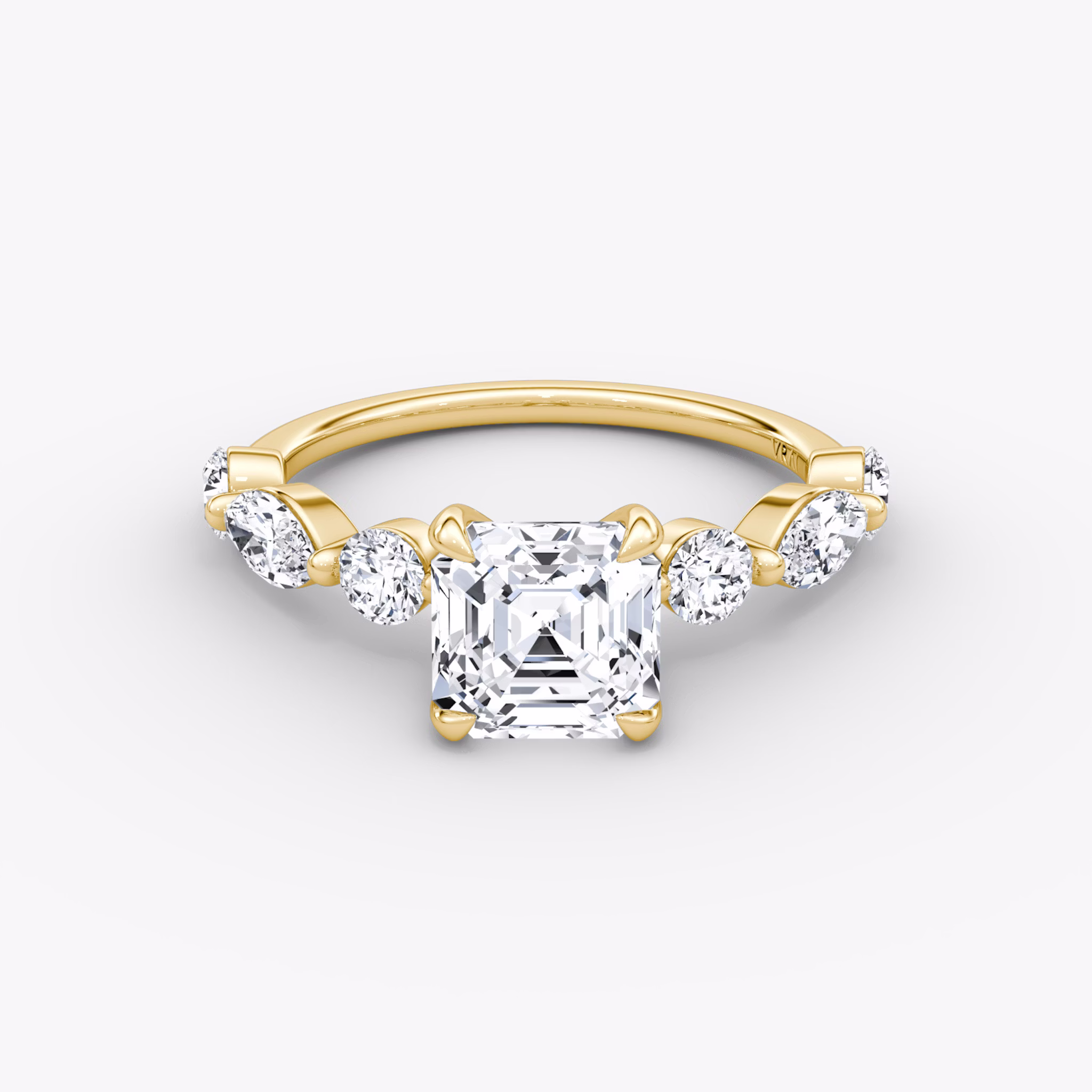 The Mixed Shape Single Shared Prong | Asscher | 18k | Yellow Gold | bandAccent: Plain | diamondOrientation: vertical | caratWeight: other