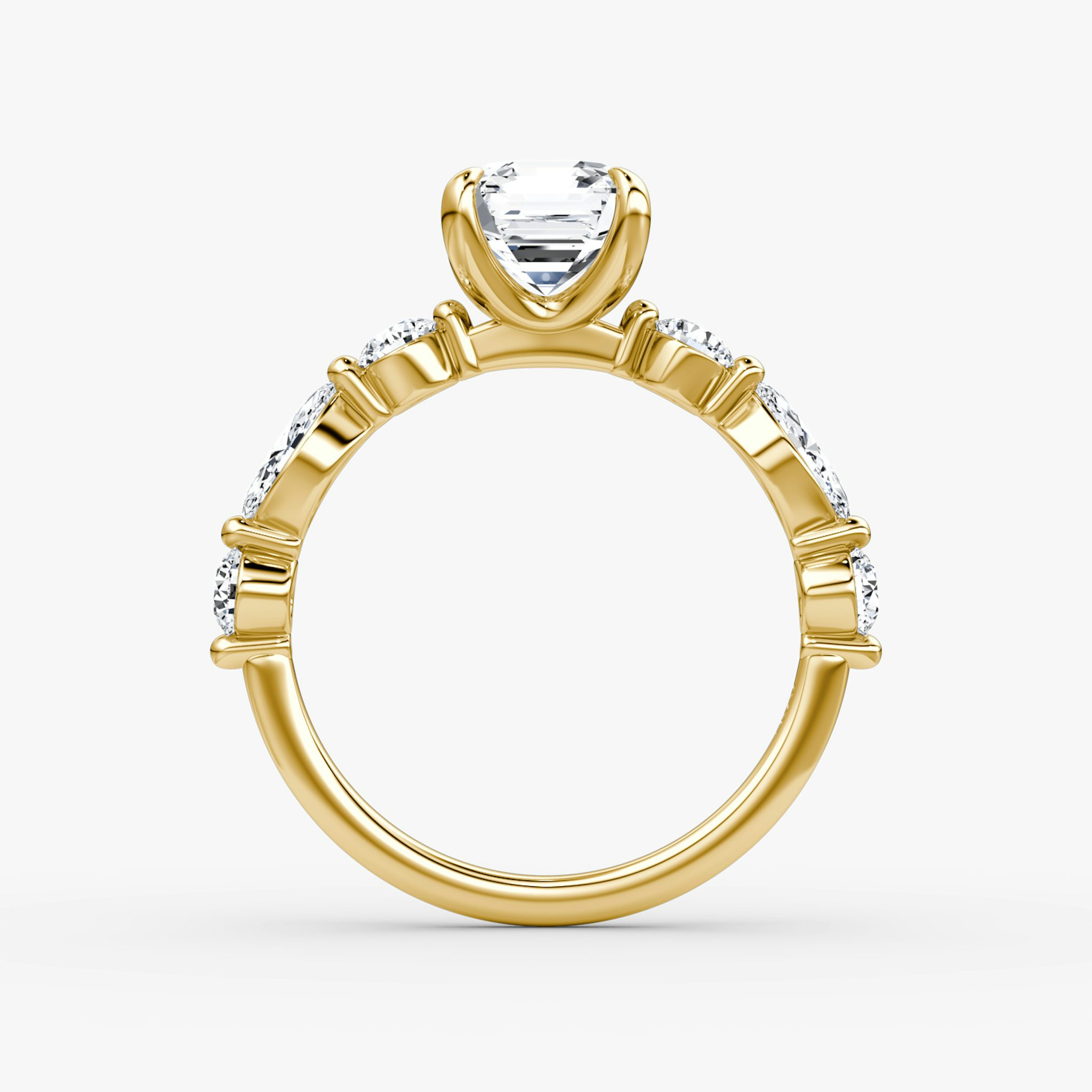 The Mixed Shape Single Shared Prong | Asscher | 18k | Yellow Gold | bandAccent: Plain | diamondOrientation: vertical | caratWeight: other