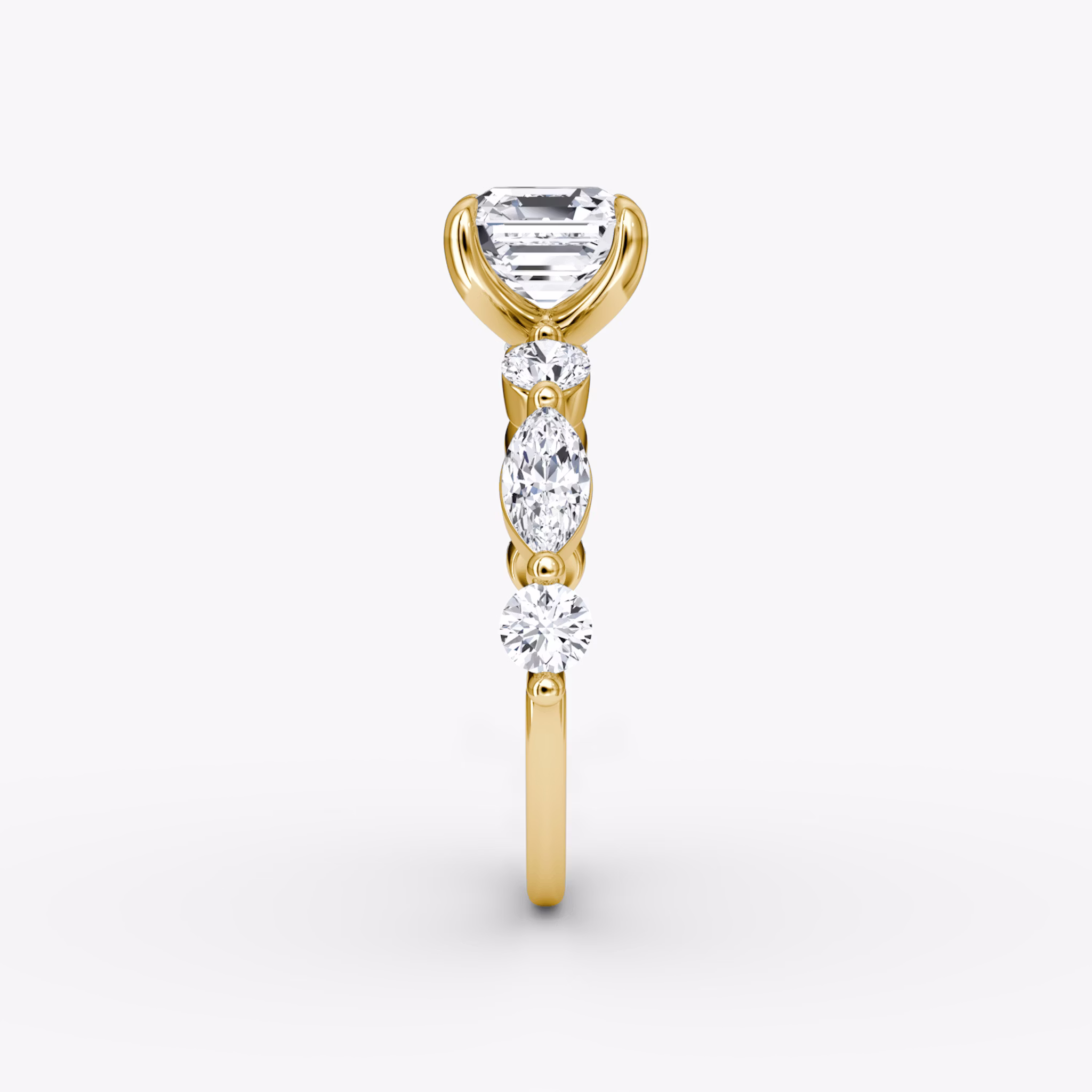 The Mixed Shape Single Shared Prong | Asscher | 18k | Yellow Gold | bandAccent: Plain | diamondOrientation: vertical | caratWeight: other