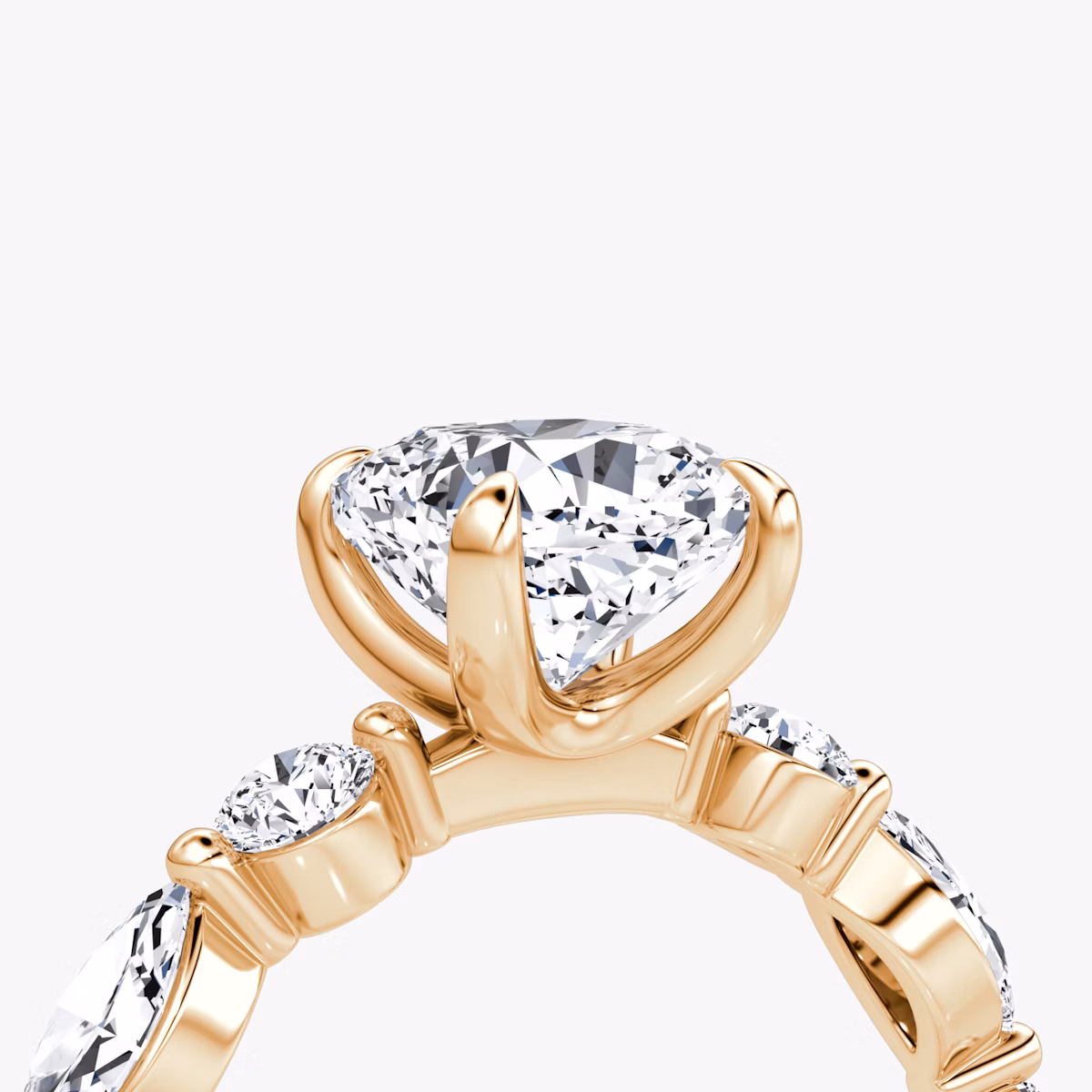 Mixed Shape Single Shared Prong | Cushion | 14k | Roségold | bandAccent: Ohne Pavé-Besatz | diamondOrientation: vertical | caratWeight: other