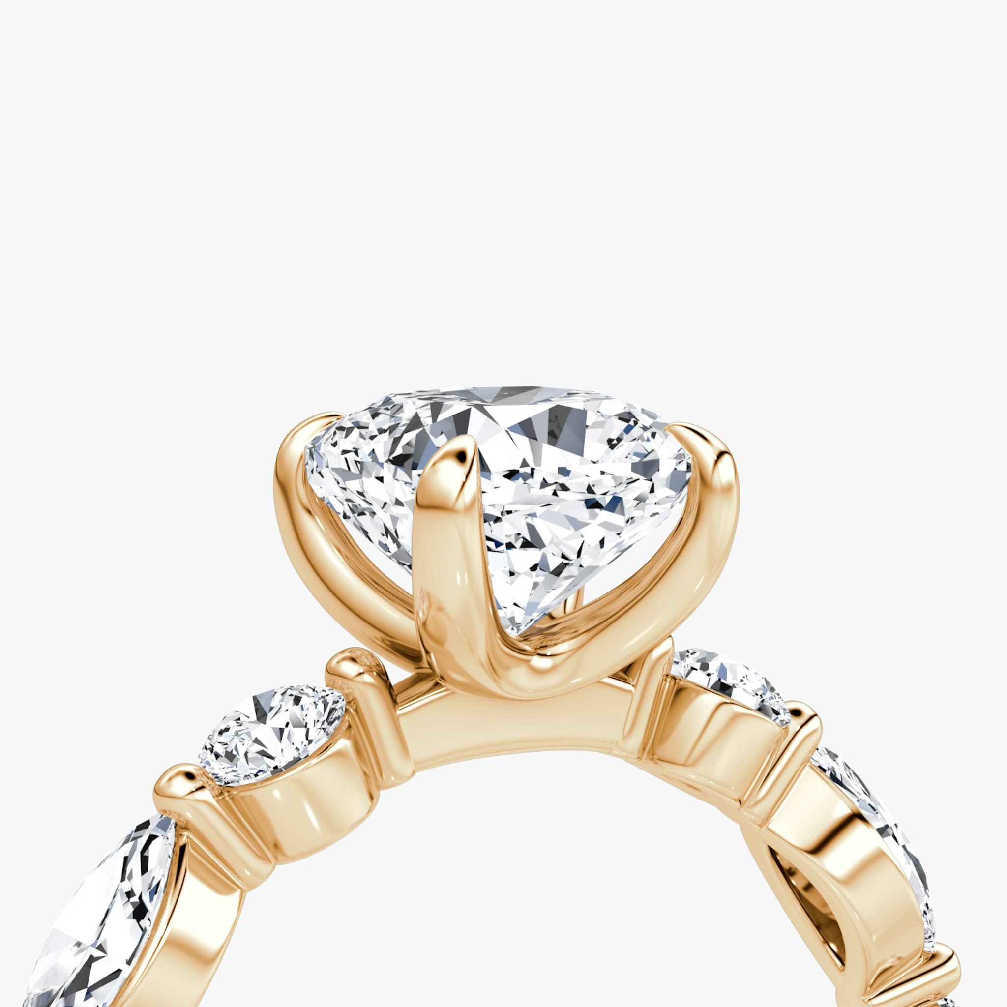 The Mixed Shape Single Shared Prong | Cushion | 14k | Rose Gold | bandAccent: Plain | diamondOrientation: vertical | caratWeight: other