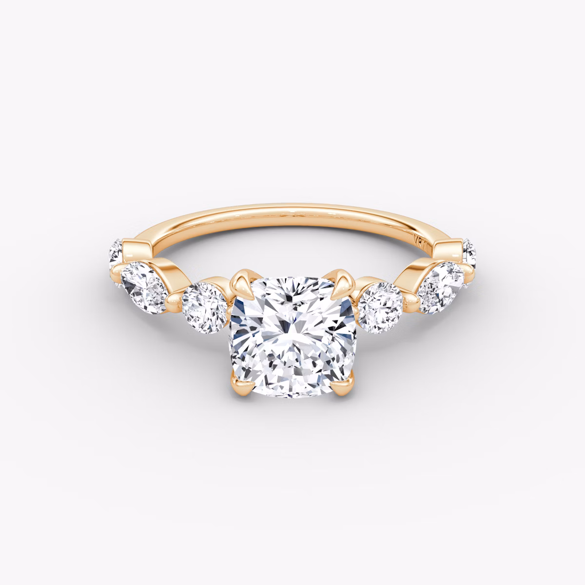 Mixed Shape Single Shared Prong | Cushion | 14k | Roségold | bandAccent: Ohne Pavé-Besatz | diamondOrientation: vertical | caratWeight: other