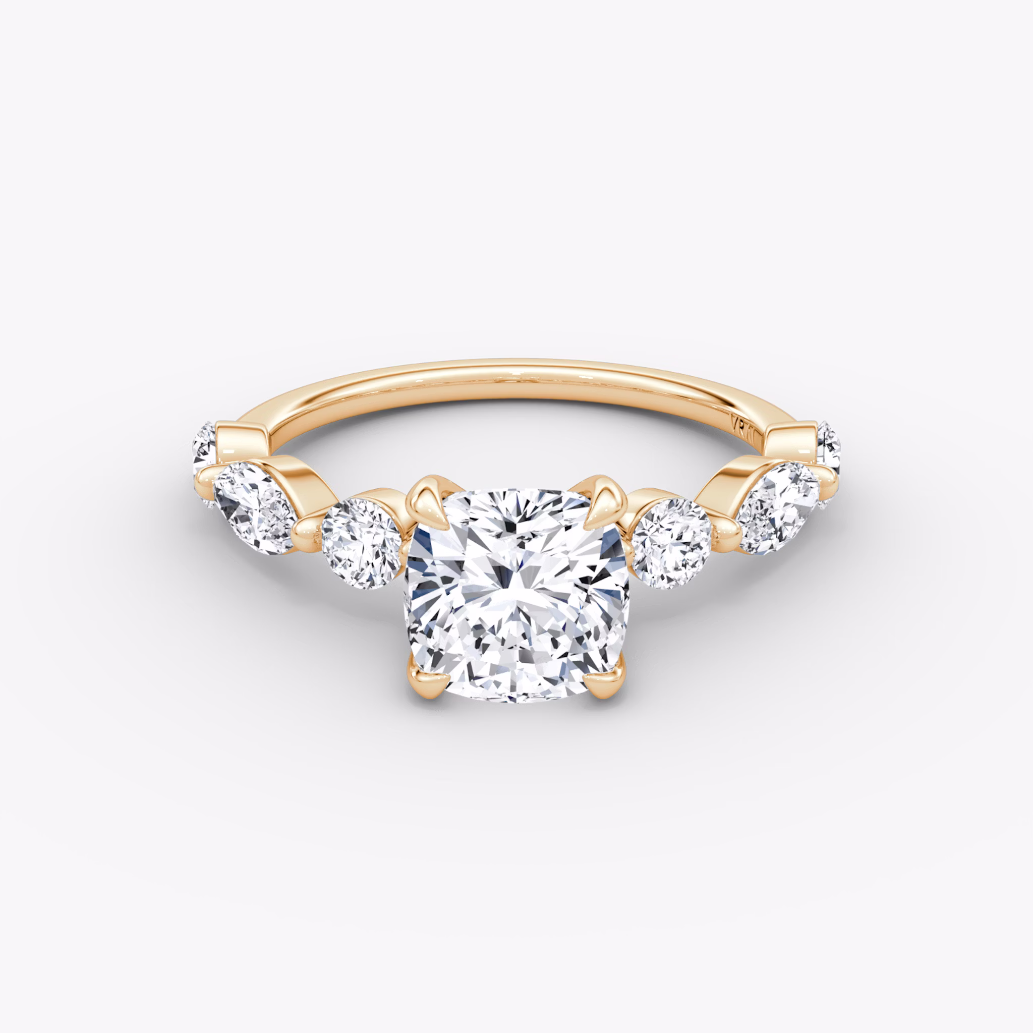 The Mixed Shape Single Shared Prong | Cushion | 14k | Rose Gold | bandAccent: Plain | diamondOrientation: vertical | caratWeight: other