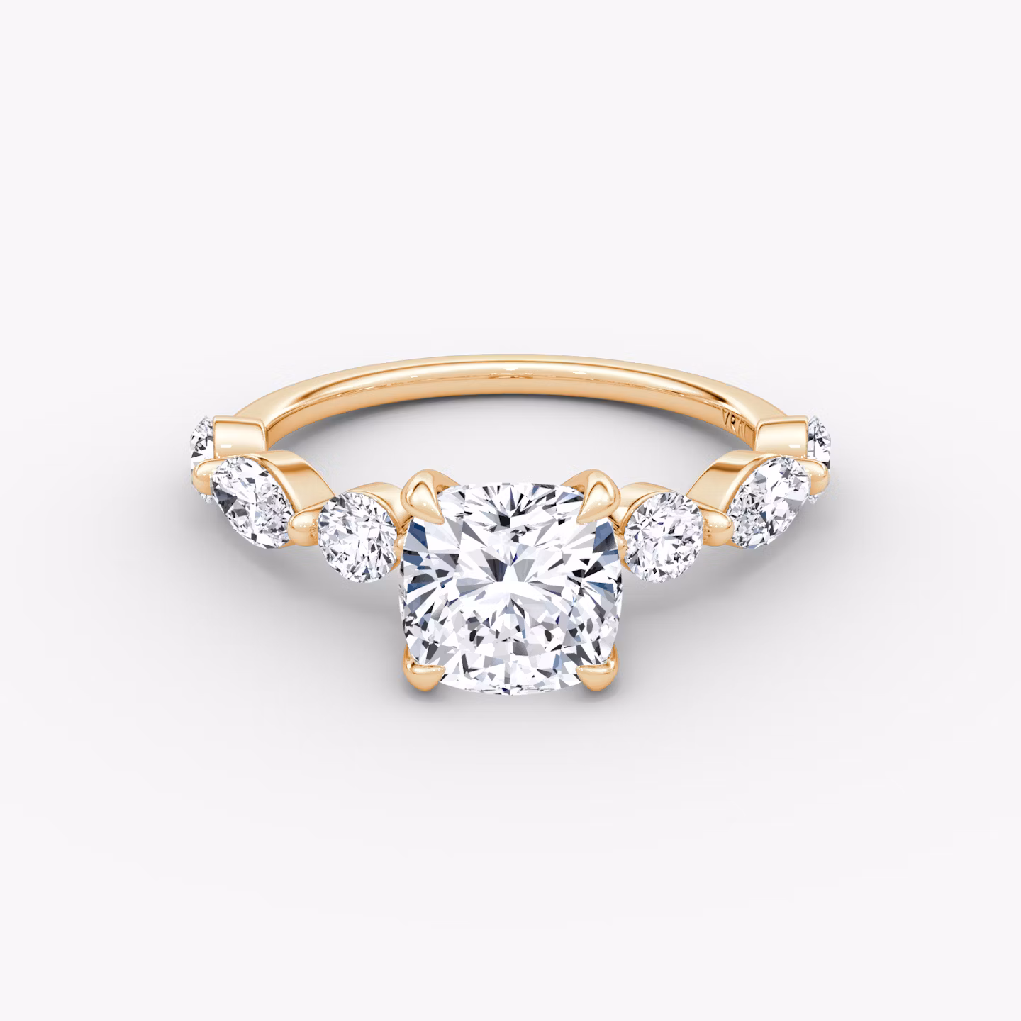 The Mixed Shape Single Shared Prong | Cushion | 14k | Rose Gold | bandAccent: Plain | diamondOrientation: vertical | caratWeight: other
