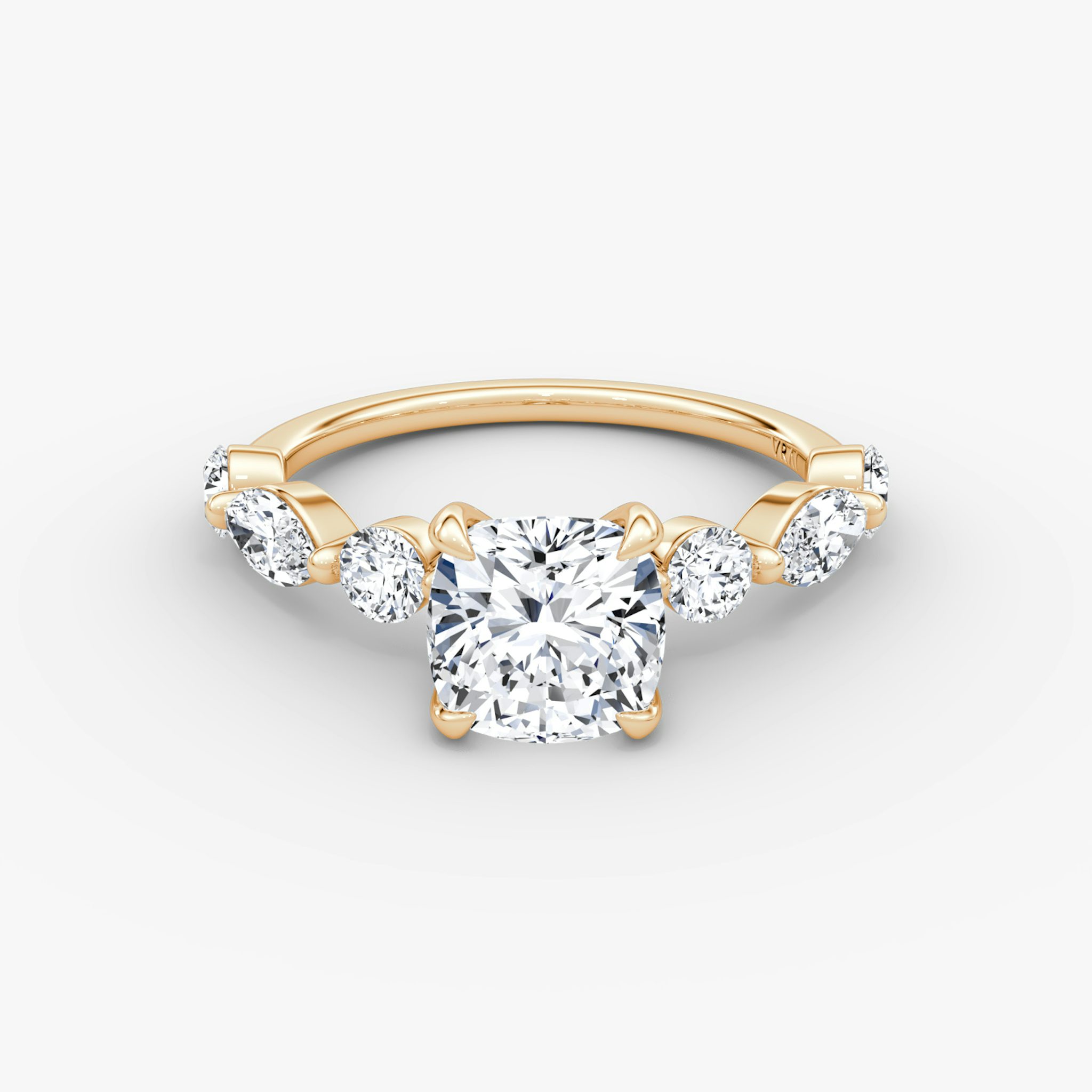 The Mixed Shape Single Shared Prong | Cushion | 14k | Rose Gold | bandAccent: Plain | diamondOrientation: vertical | caratWeight: other