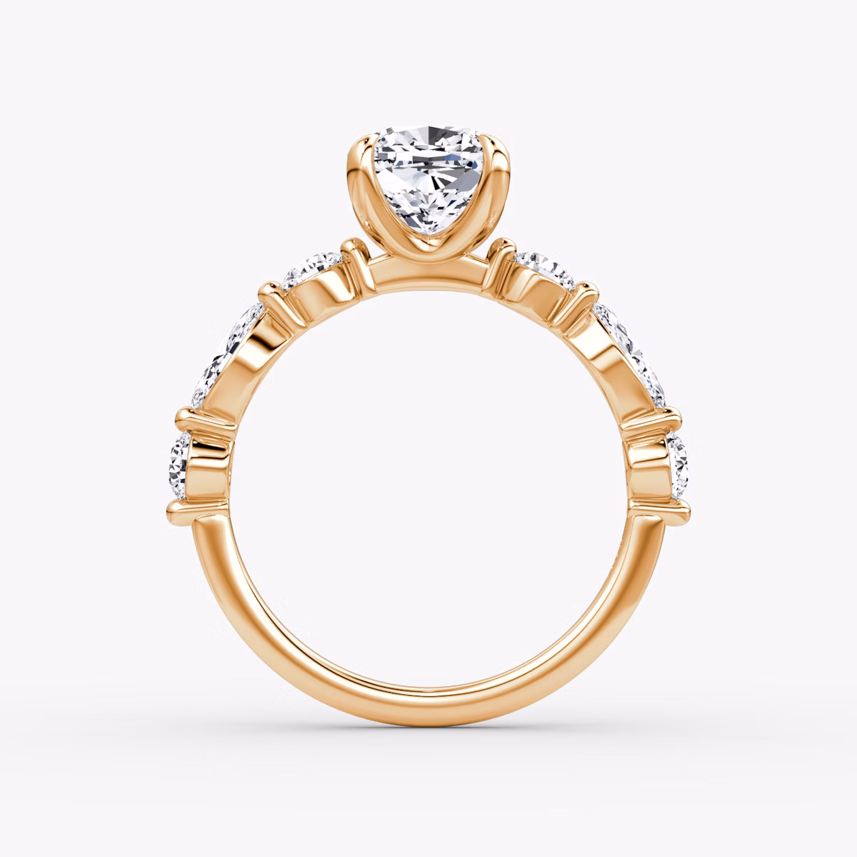 Mixed Shape Single Shared Prong | Cushion | 14k | Roségold | bandAccent: Ohne Pavé-Besatz | diamondOrientation: vertical | caratWeight: other