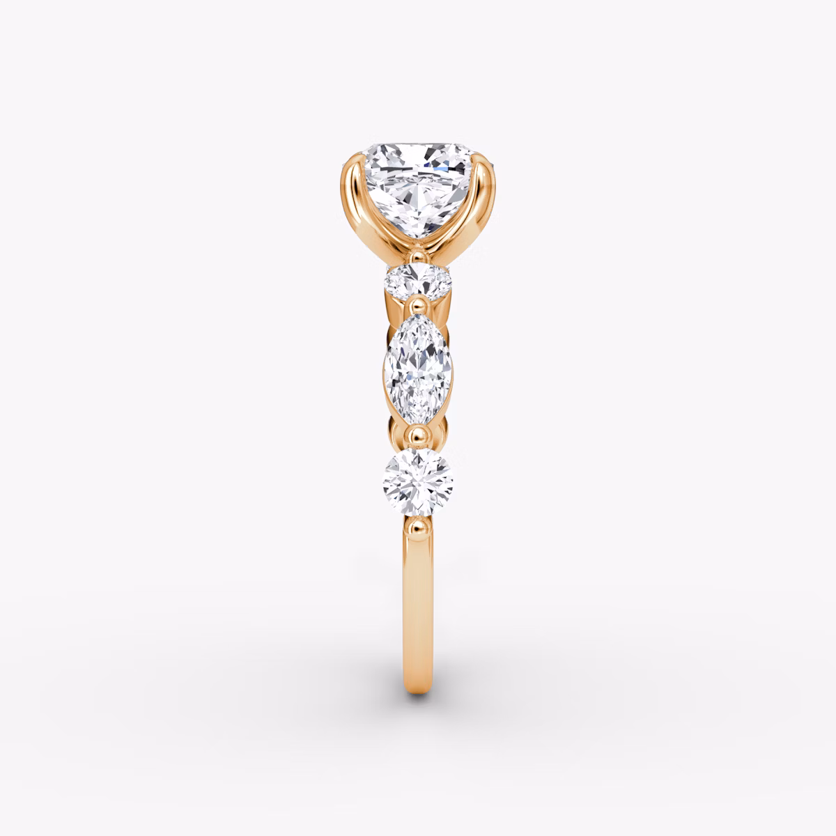 Mixed Shape Single Shared Prong | Cushion | 14k | Roségold | bandAccent: Ohne Pavé-Besatz | diamondOrientation: vertical | caratWeight: other