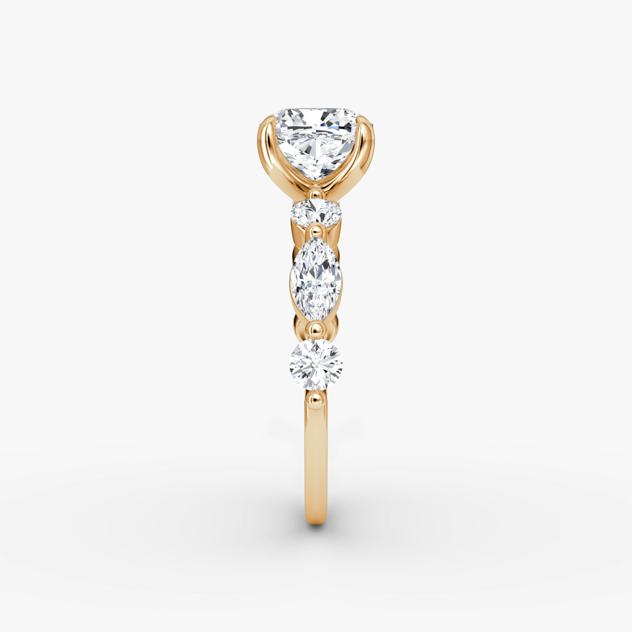 The Mixed Shape Single Shared Prong | Cushion | 14k | Rose Gold | bandAccent: Plain | diamondOrientation: vertical | caratWeight: other