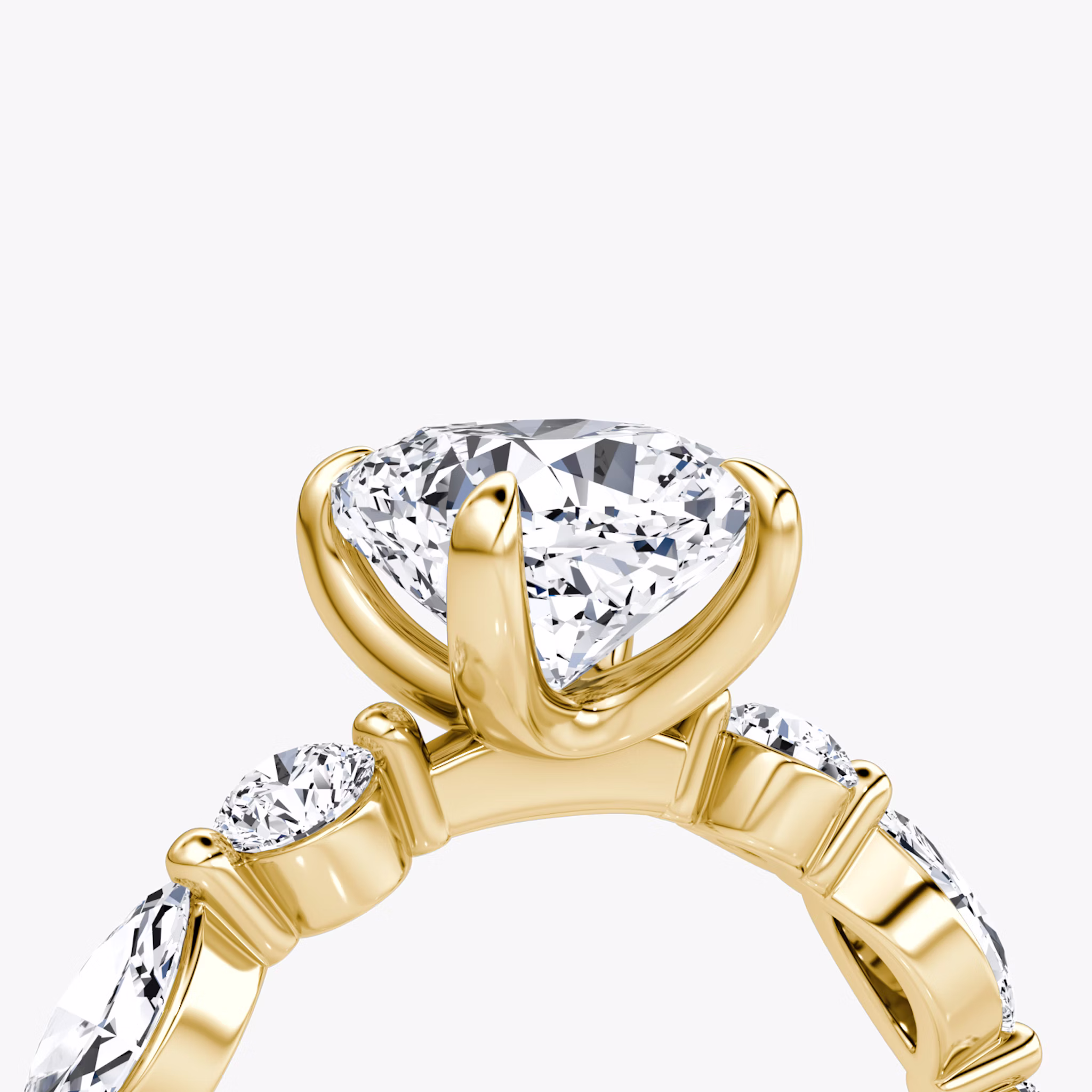 The Mixed Shape Single Shared Prong | Cushion | 18k | Yellow Gold | bandAccent: Plain | diamondOrientation: vertical | caratWeight: other