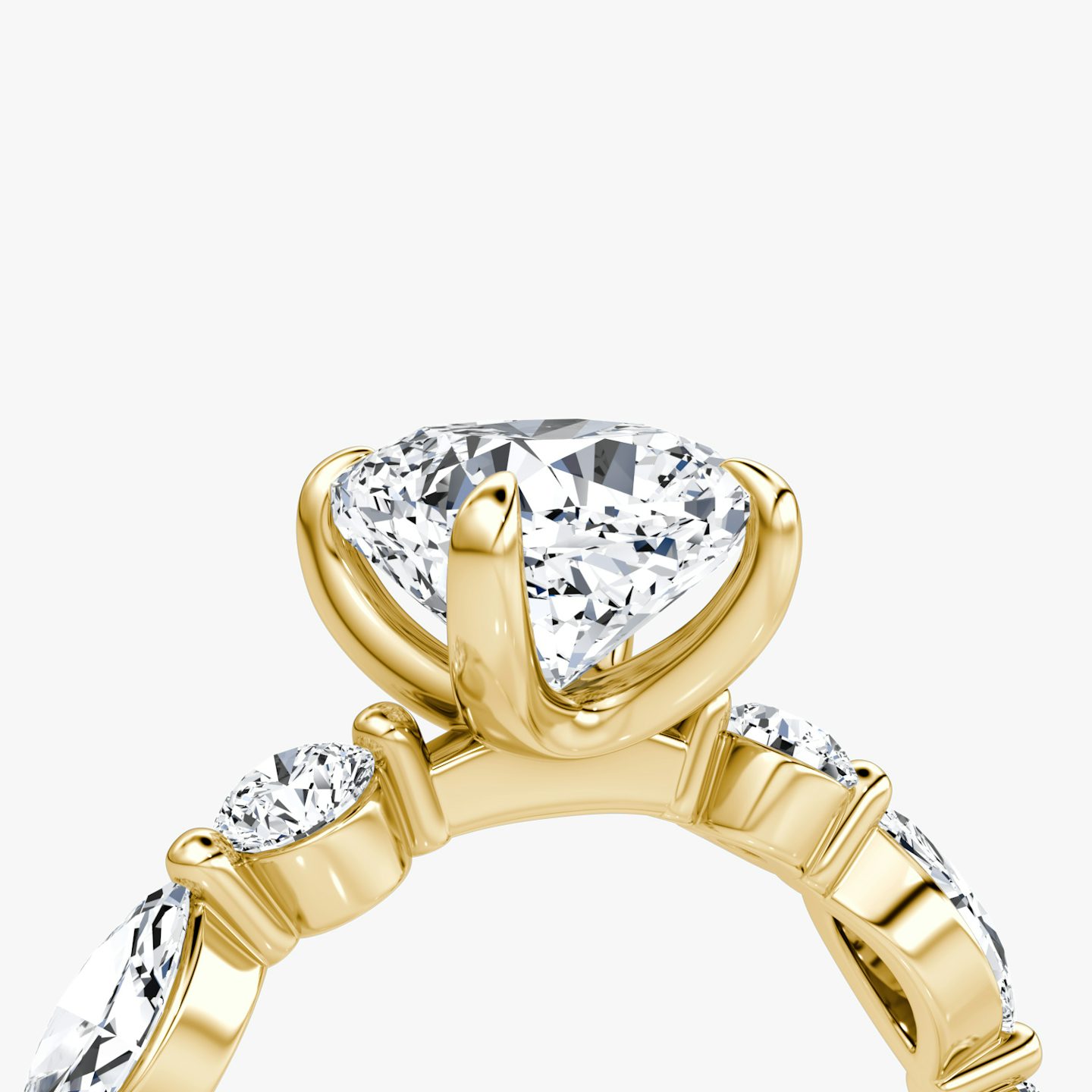 The Mixed Shape Single Shared Prong | Cushion | 18k | Yellow Gold | bandAccent: Plain | diamondOrientation: vertical | caratWeight: other