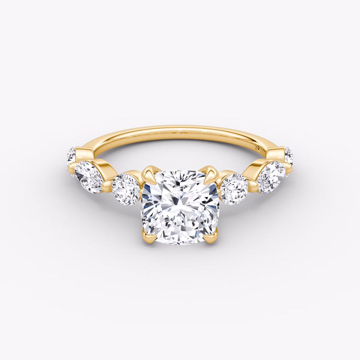 The Mixed Shape Single Shared Prong | Cushion | 18k | Yellow Gold | bandAccent: Plain | diamondOrientation: vertical | caratWeight: other