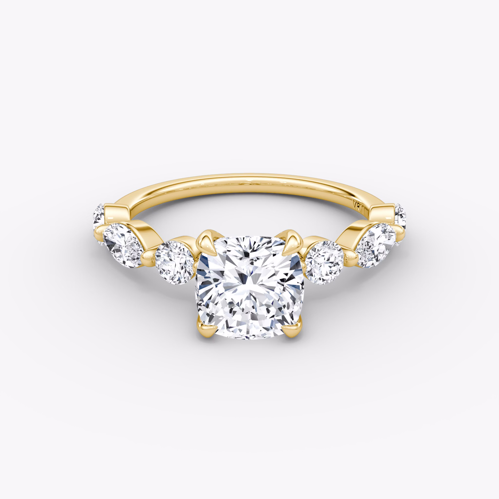 The Mixed Shape Single Shared Prong | Cushion | 18k | Yellow Gold | bandAccent: Plain | diamondOrientation: vertical | caratWeight: other