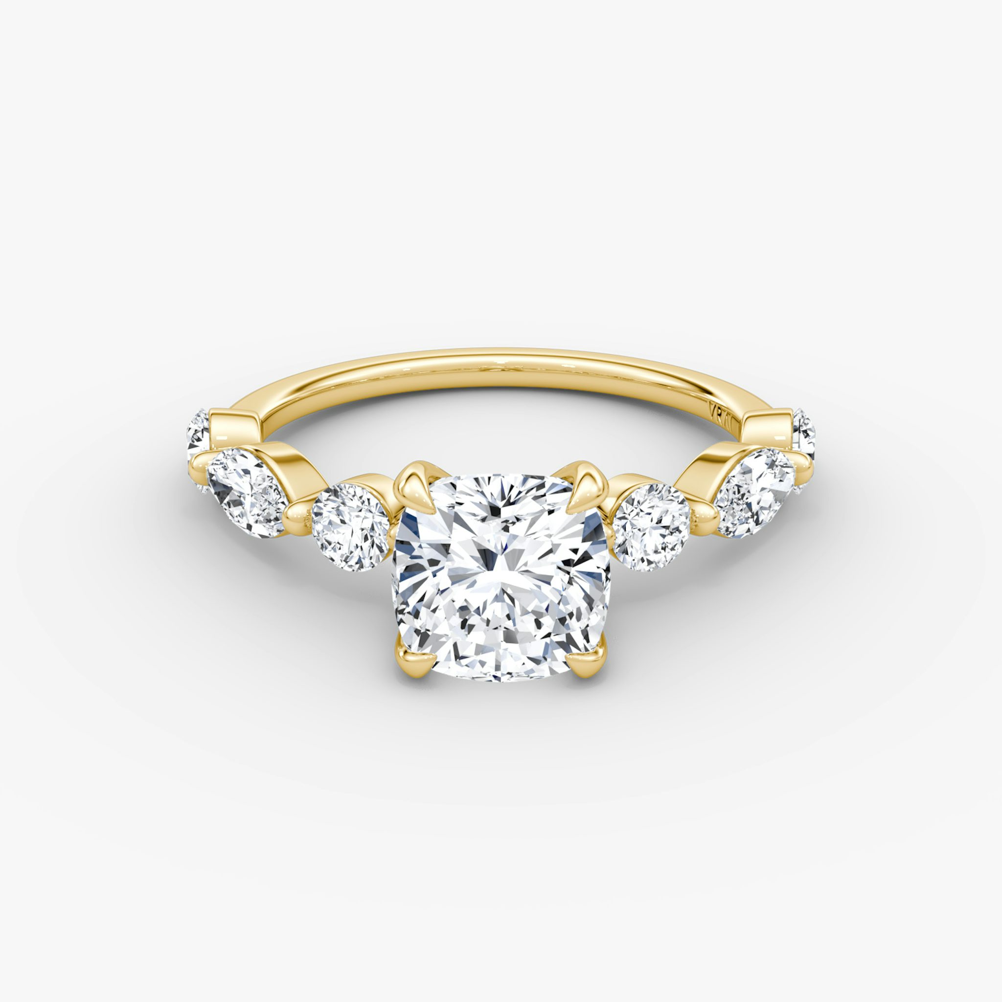 The Mixed Shape Single Shared Prong | Cushion | 18k | Yellow Gold | bandAccent: Plain | diamondOrientation: vertical | caratWeight: other