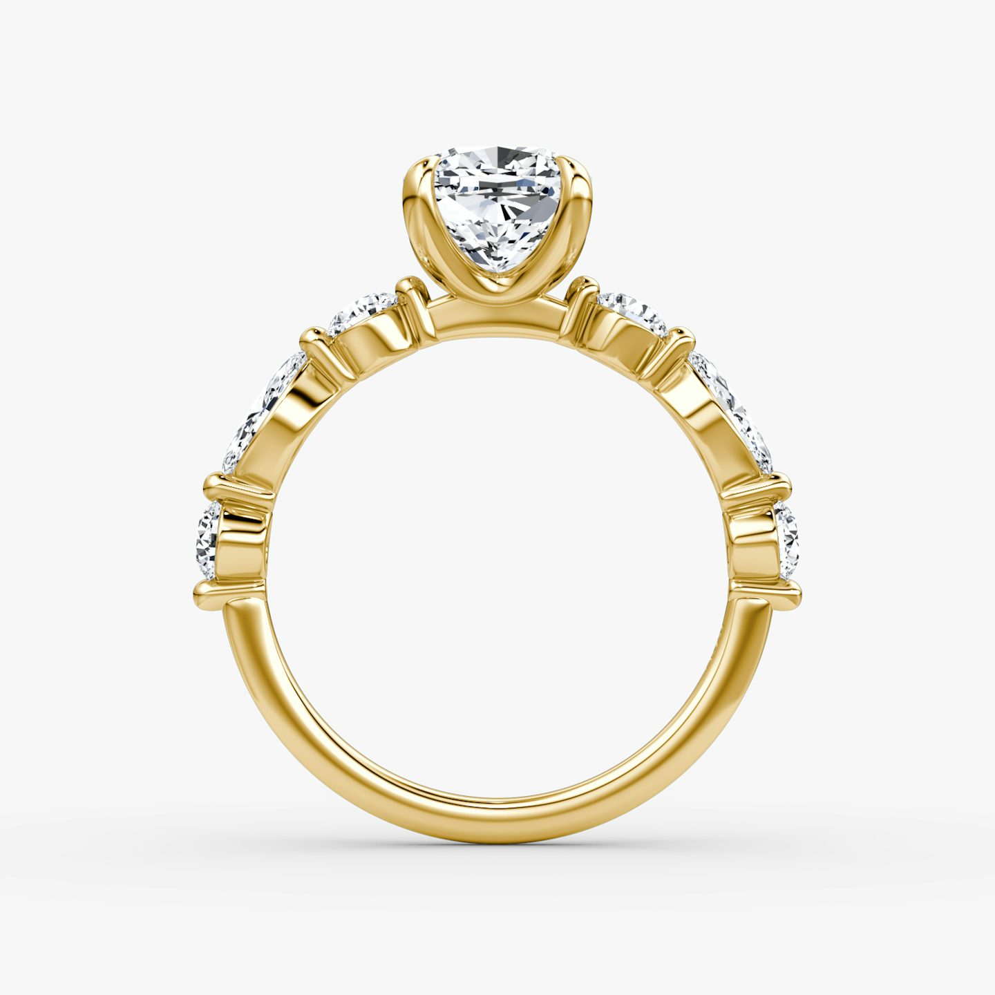 The Mixed Shape Single Shared Prong | Cushion | 18k | Yellow Gold | bandAccent: Plain | diamondOrientation: vertical | caratWeight: other