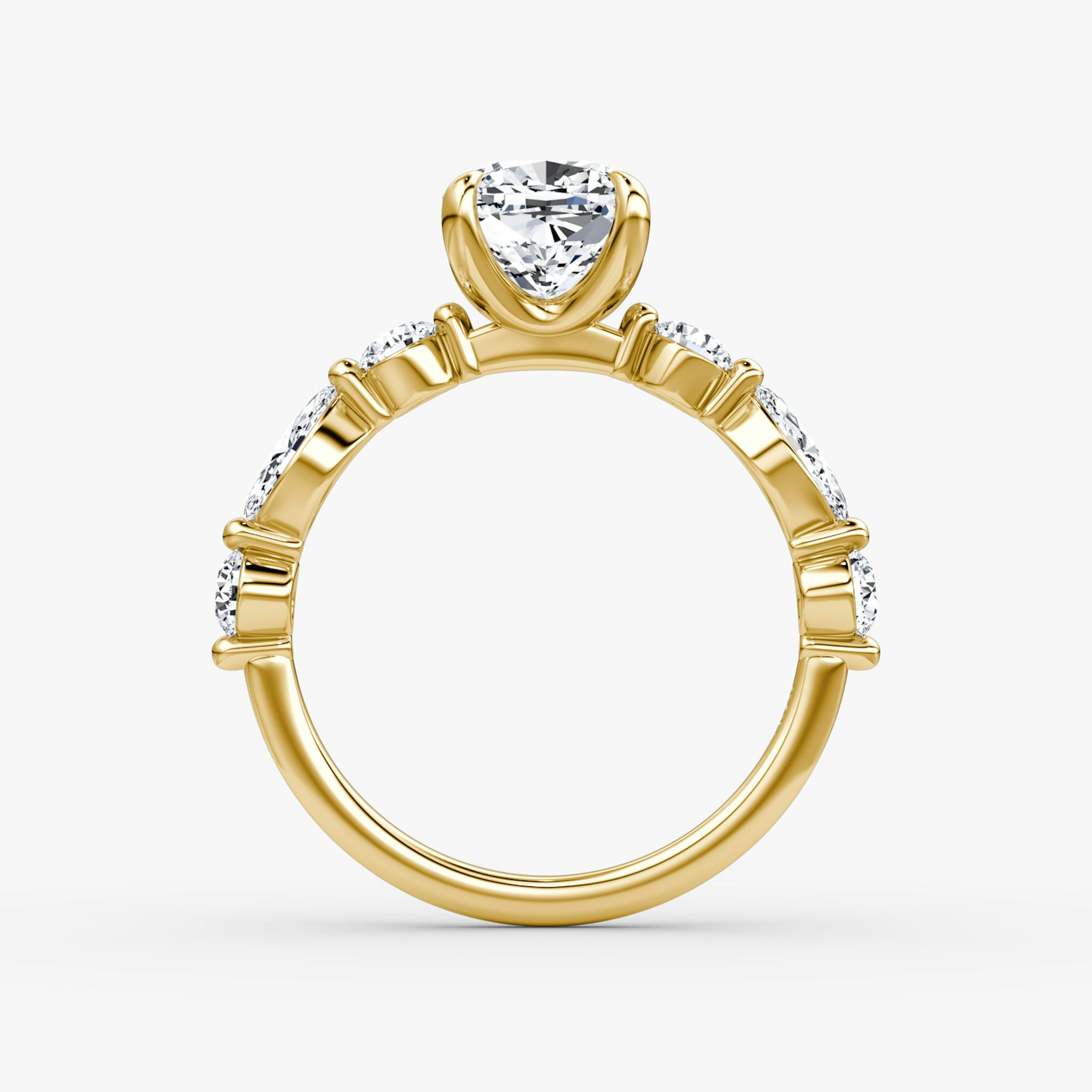 The Mixed Shape Single Shared Prong | Cushion | 18k | Yellow Gold | bandAccent: Plain | diamondOrientation: vertical | caratWeight: other