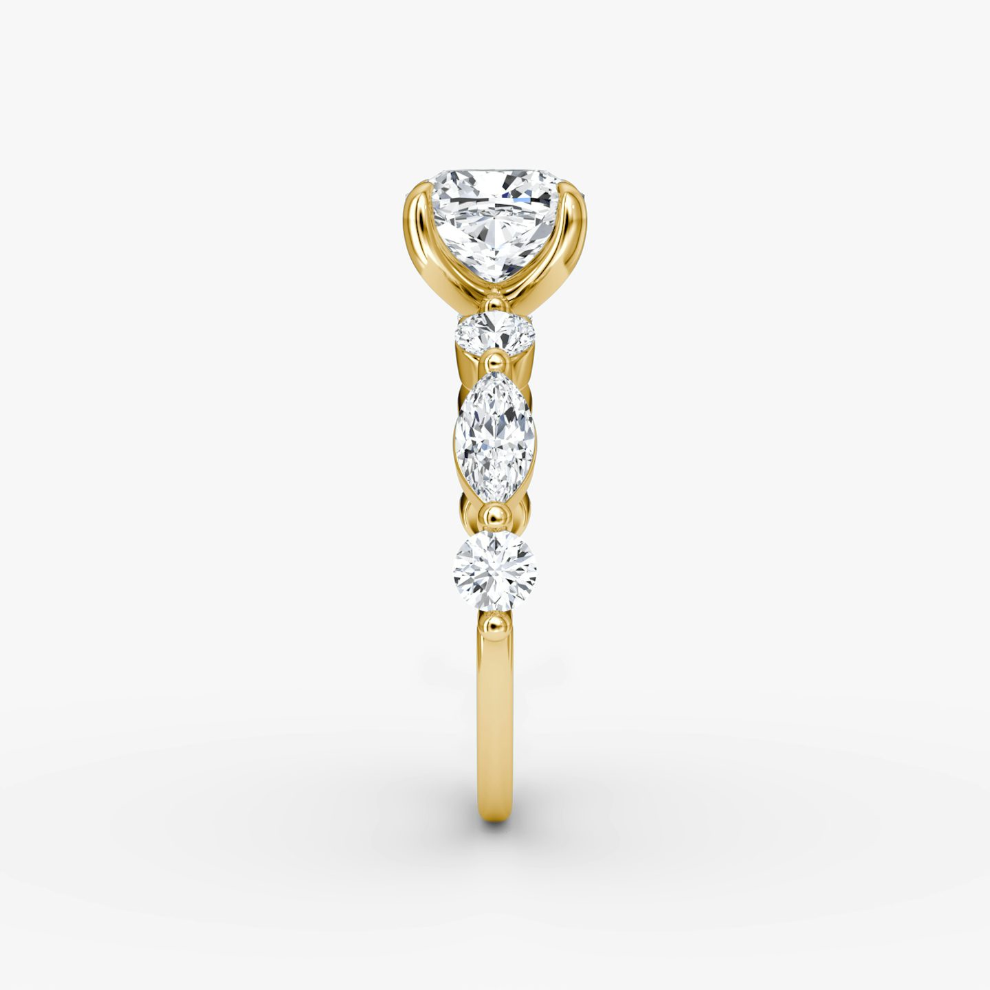 The Mixed Shape Single Shared Prong | Cushion | 18k | Yellow Gold | bandAccent: Plain | diamondOrientation: vertical | caratWeight: other