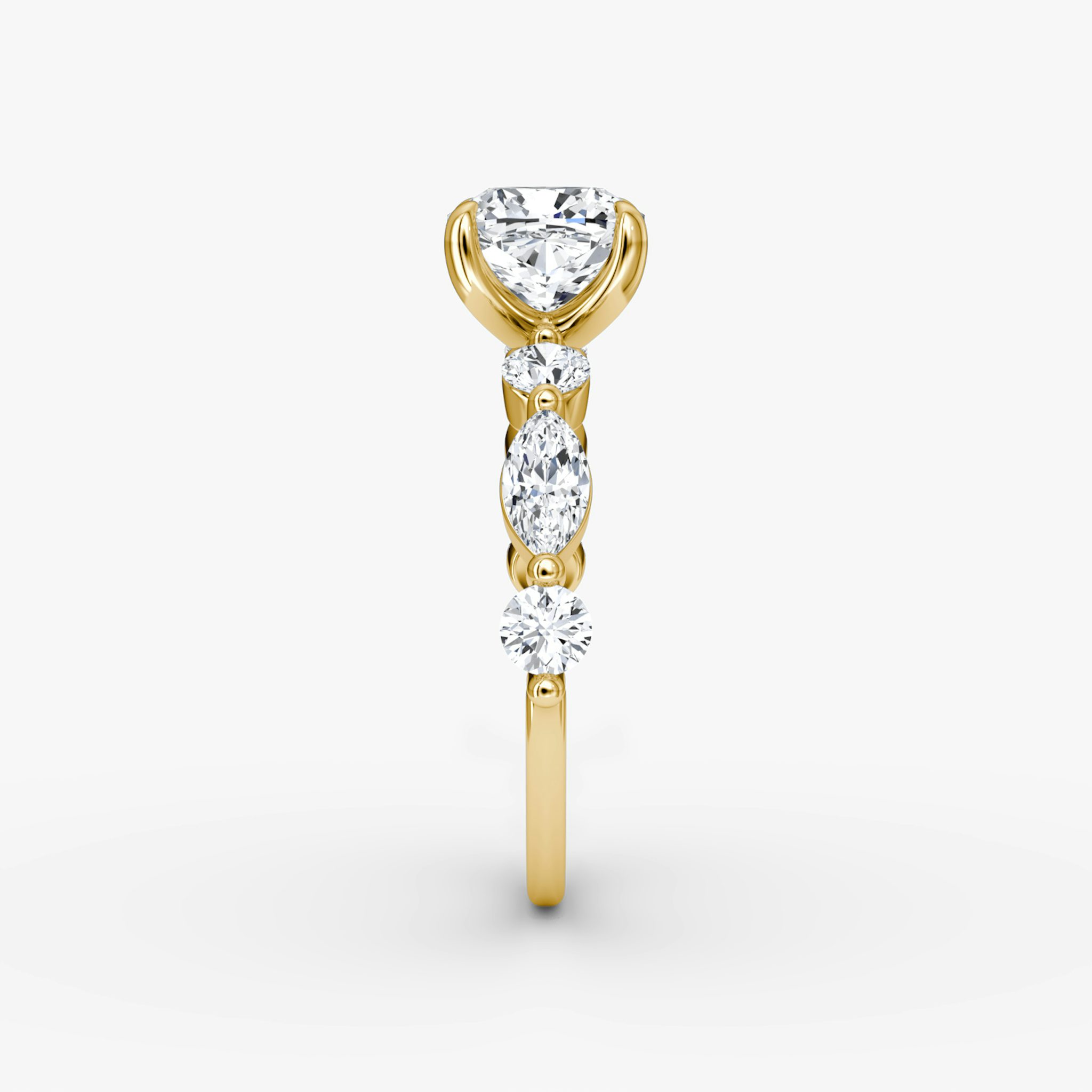 The Mixed Shape Single Shared Prong | Cushion | 18k | Yellow Gold | bandAccent: Plain | diamondOrientation: vertical | caratWeight: other