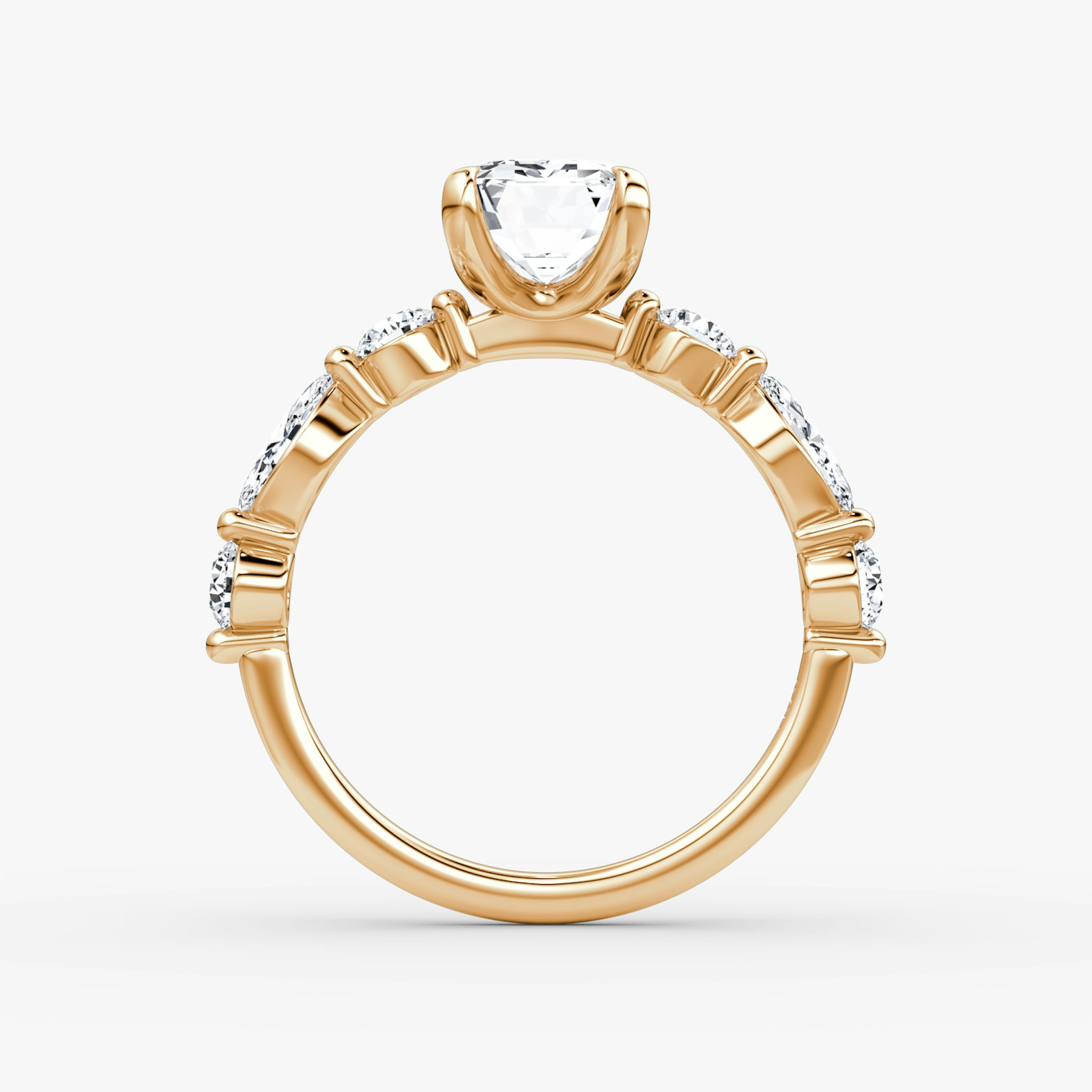 The Mixed Shape Single Shared Prong | Emerald | 14k | Rose Gold | bandAccent: Plain | diamondOrientation: vertical | caratWeight: other
