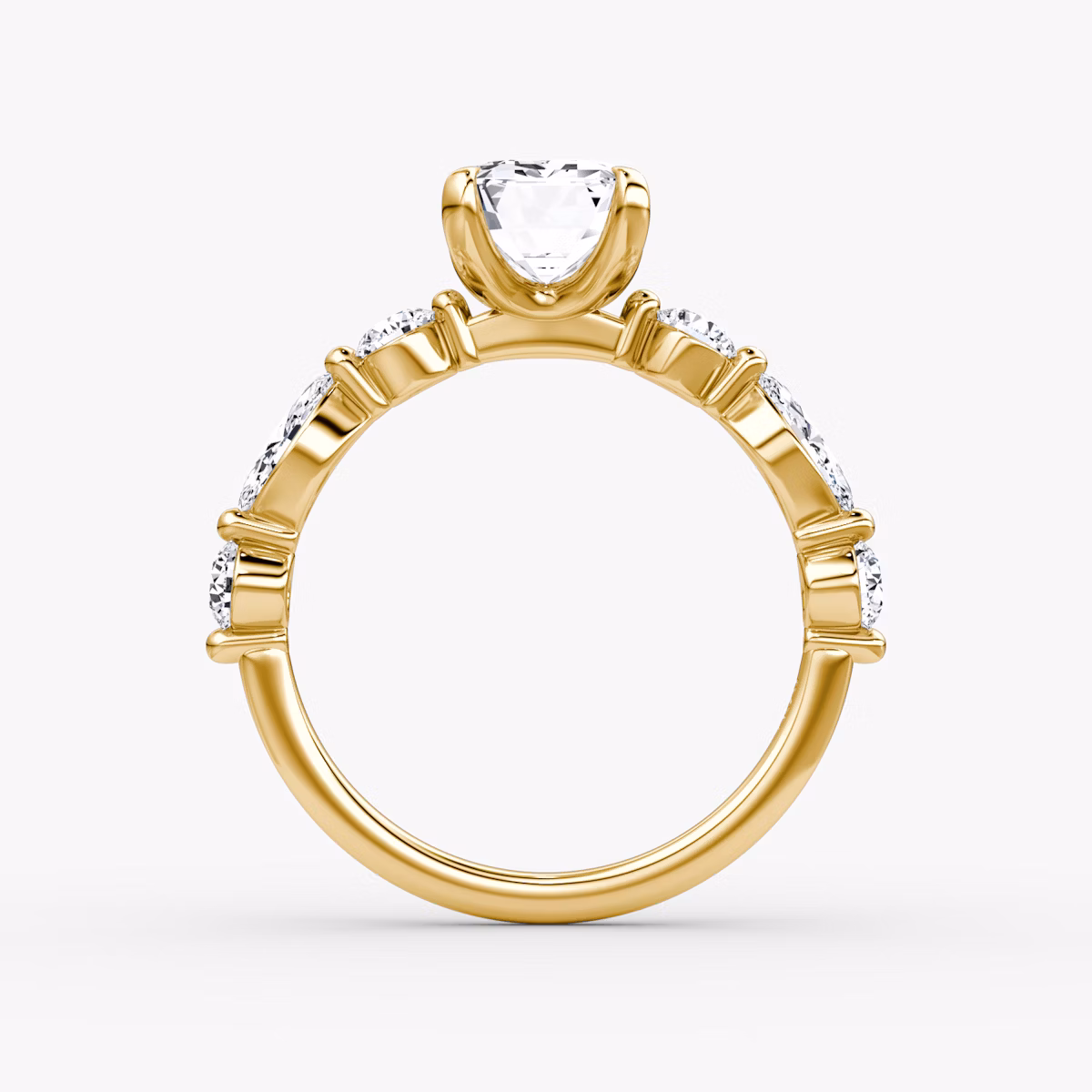 Mixed Shape Single Shared Prong | Emerald | 18k | Gelbgold | bandAccent: Ohne Pavé-Besatz | diamondOrientation: vertical | caratWeight: other