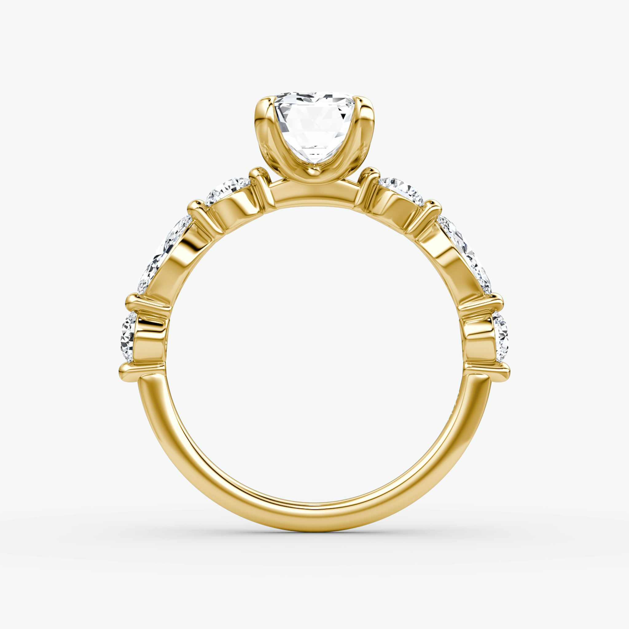 The Mixed Shape Single Shared Prong | Emerald | 18k | Yellow Gold | bandAccent: Plain | diamondOrientation: vertical | caratWeight: other