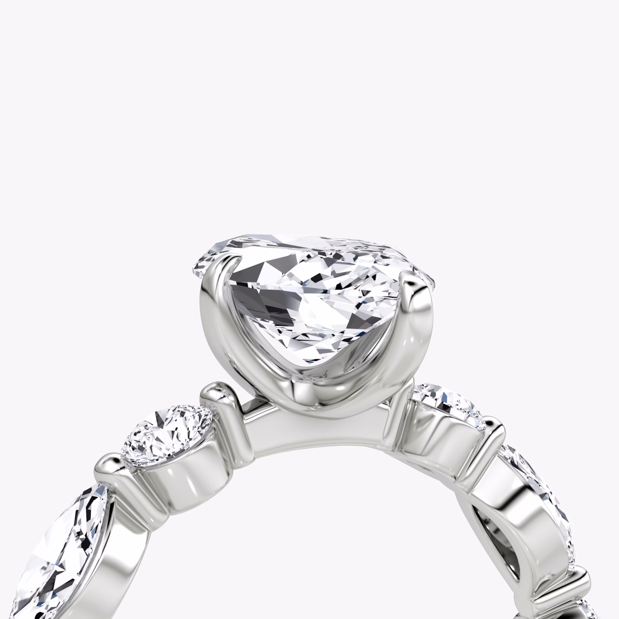 The Mixed Shape Single Shared Prong | Marquise | 18k | White Gold | bandAccent: Plain | diamondOrientation: vertical | caratWeight: other