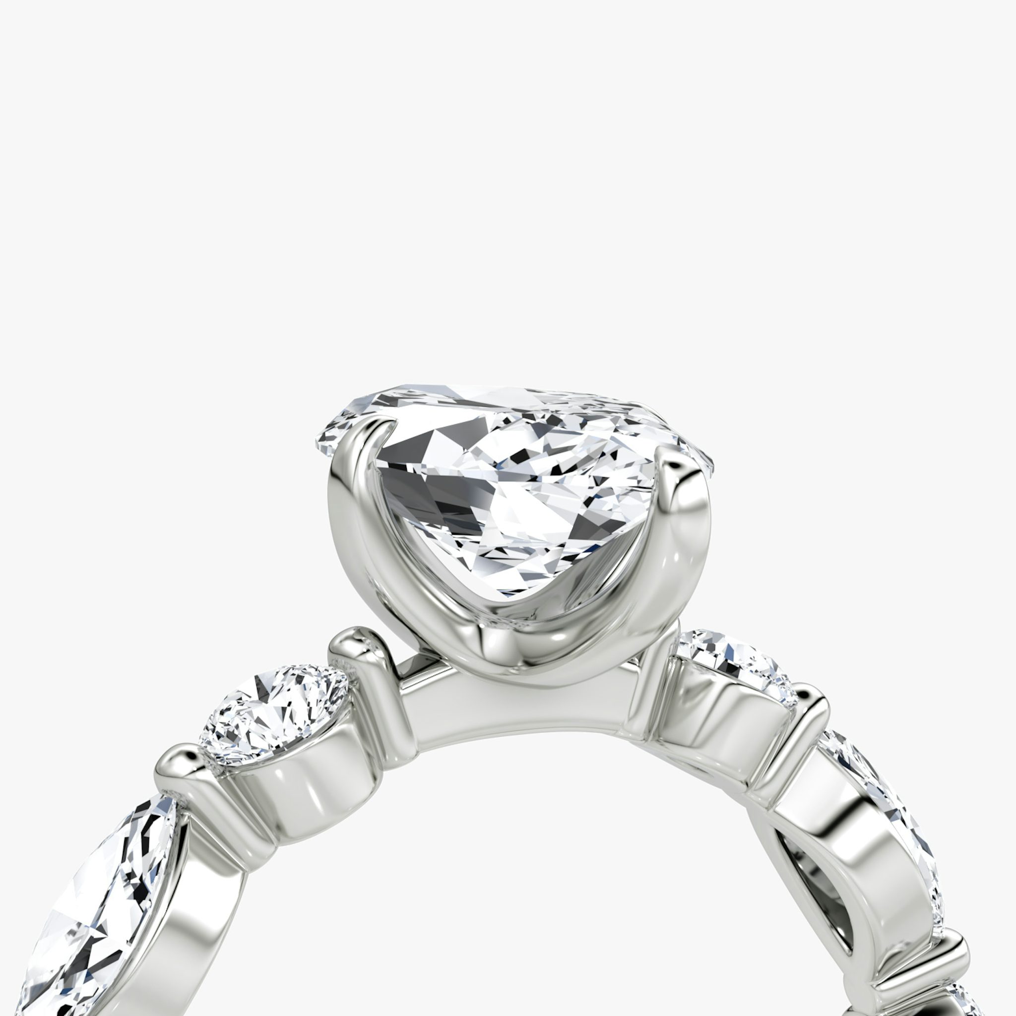 The Mixed Shape Single Shared Prong | Marquise | 18k | White Gold | bandAccent: Plain | diamondOrientation: vertical | caratWeight: other