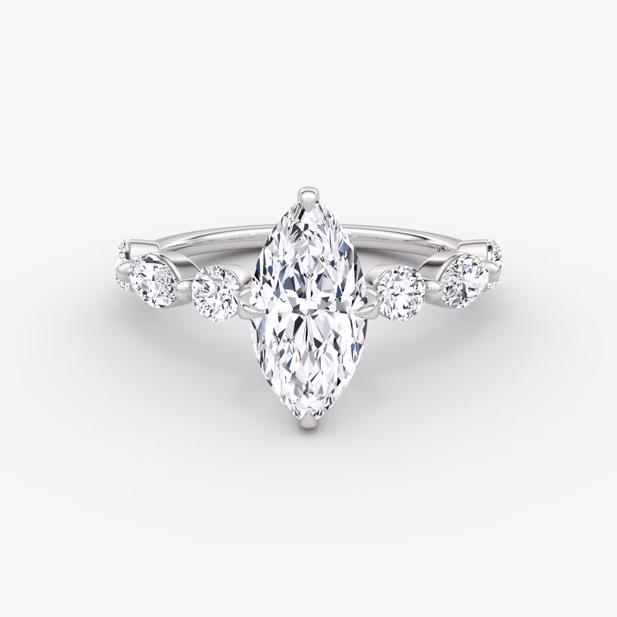 The Mixed Shape Single Shared Prong | Marquise | 18k | White Gold | bandAccent: Plain | diamondOrientation: vertical | caratWeight: other