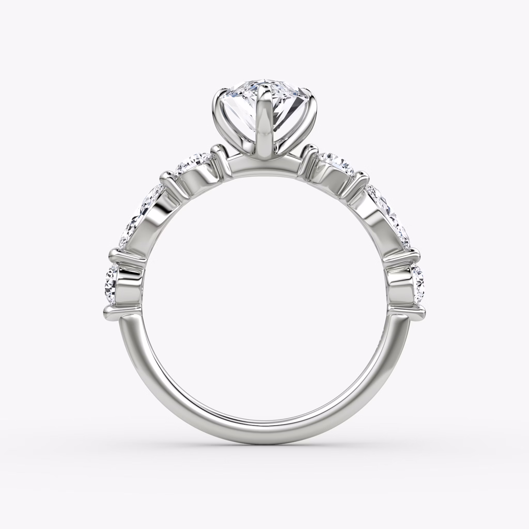 The Mixed Shape Single Shared Prong | Marquise | 18k | White Gold | bandAccent: Plain | diamondOrientation: vertical | caratWeight: other