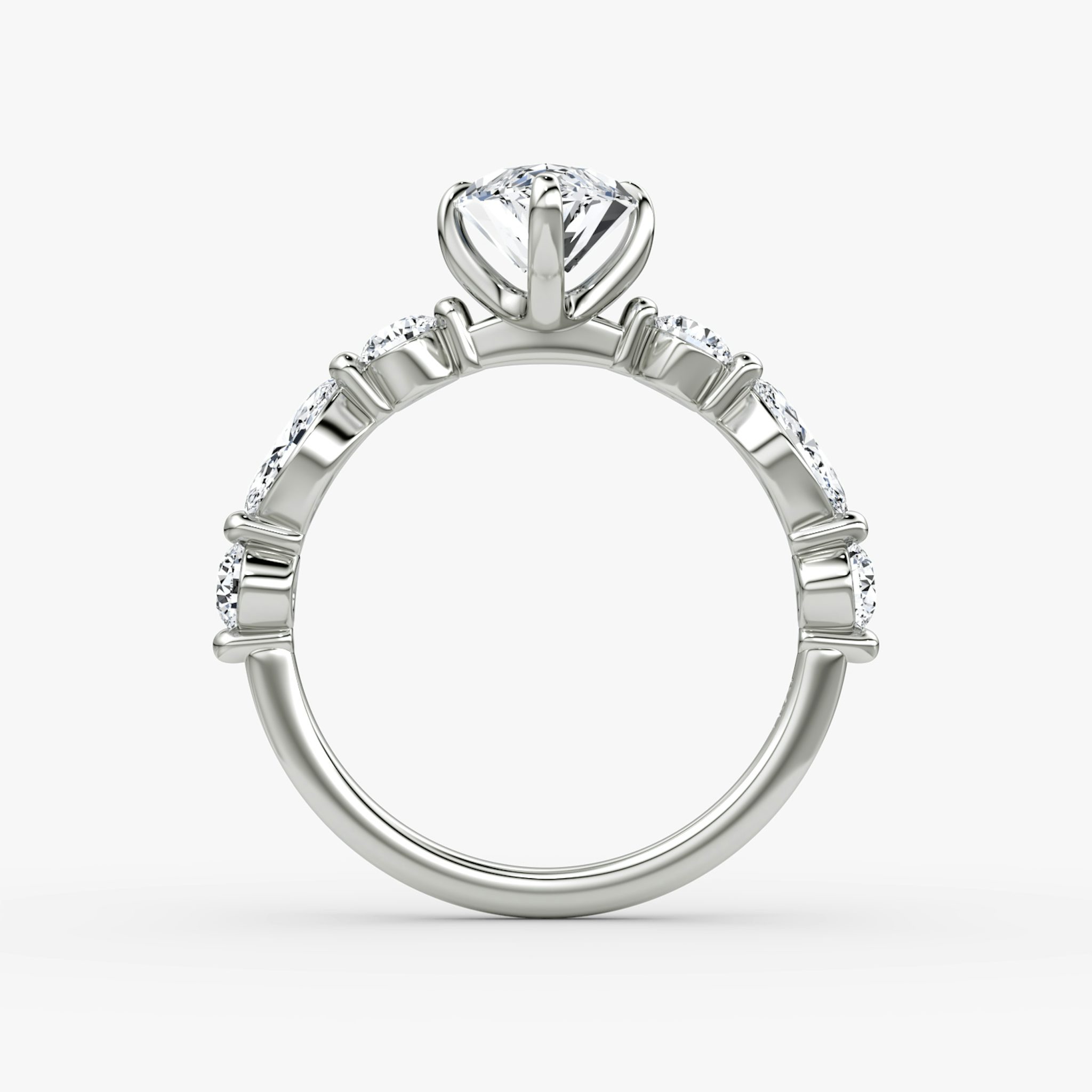 The Mixed Shape Single Shared Prong | Marquise | 18k | White Gold | bandAccent: Plain | diamondOrientation: vertical | caratWeight: other