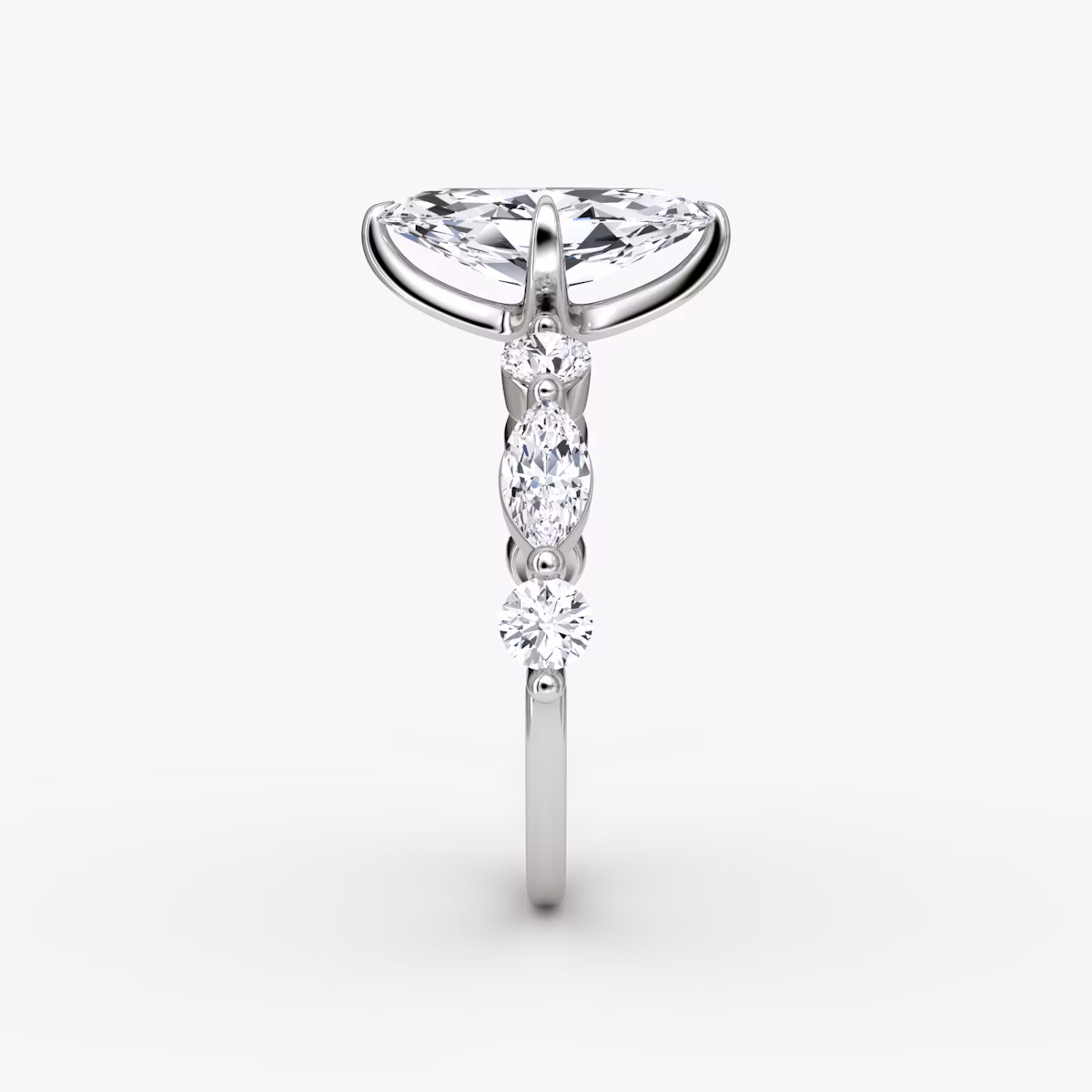The Mixed Shape Single Shared Prong | Marquise | 18k | White Gold | bandAccent: Plain | diamondOrientation: vertical | caratWeight: other