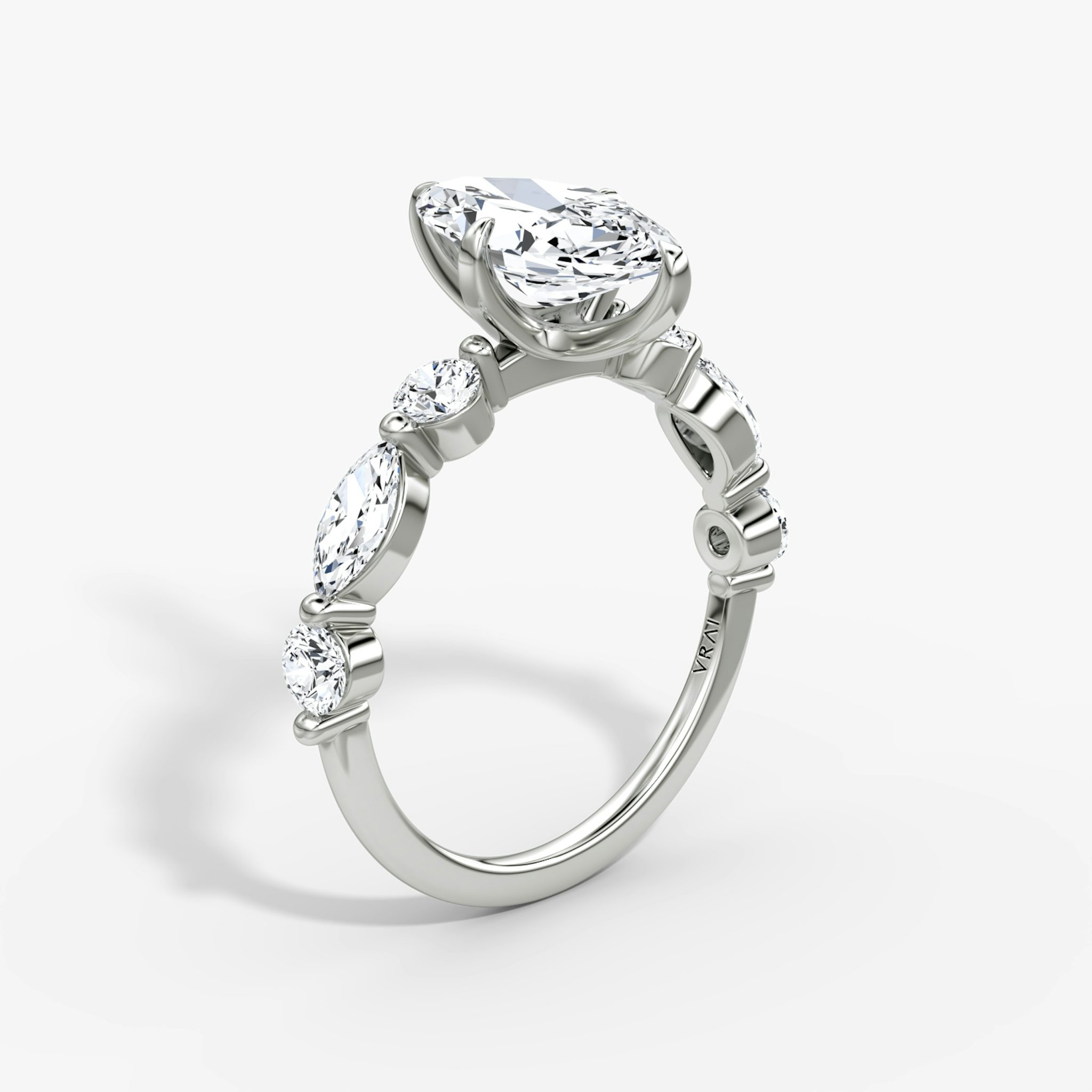 The Mixed Shape Single Shared Prong | Marquise | 18k | White Gold | bandAccent: Plain | diamondOrientation: vertical | caratWeight: other