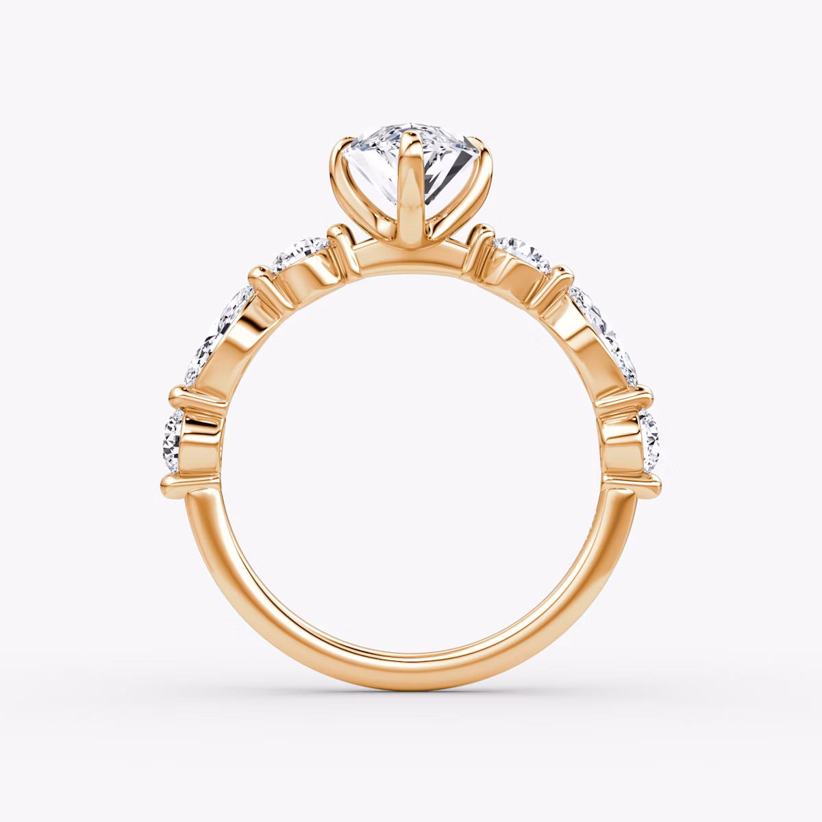 Bague de fiançailles Mixed Shape Single Shared Prong | Marquise | 14k | Or rose | bandAccent: Simple | diamondOrientation: vertical | caratWeight: other