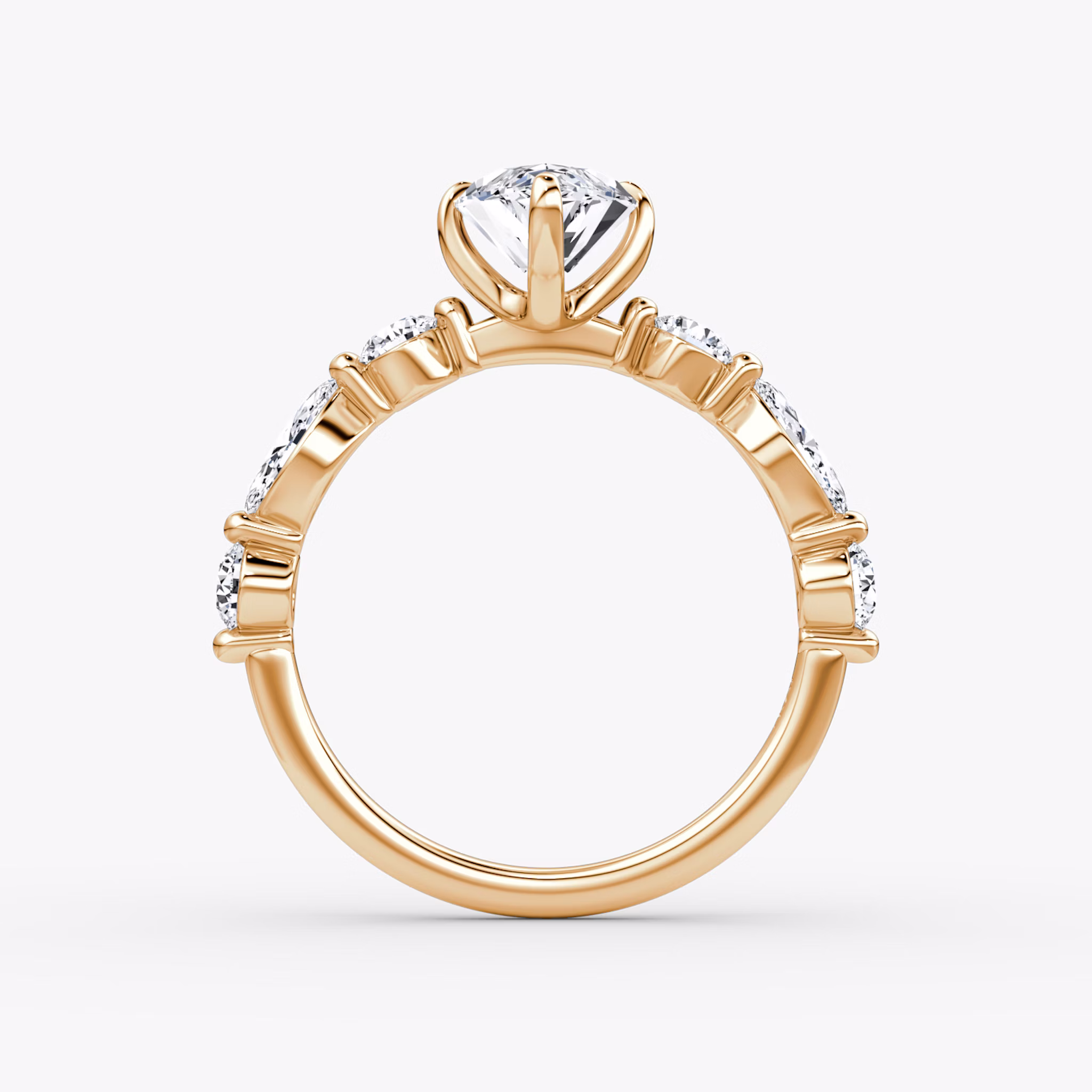 The Mixed Shape Single Shared Prong | Marquise | 14k | Rose Gold | bandAccent: Plain | diamondOrientation: vertical | caratWeight: other