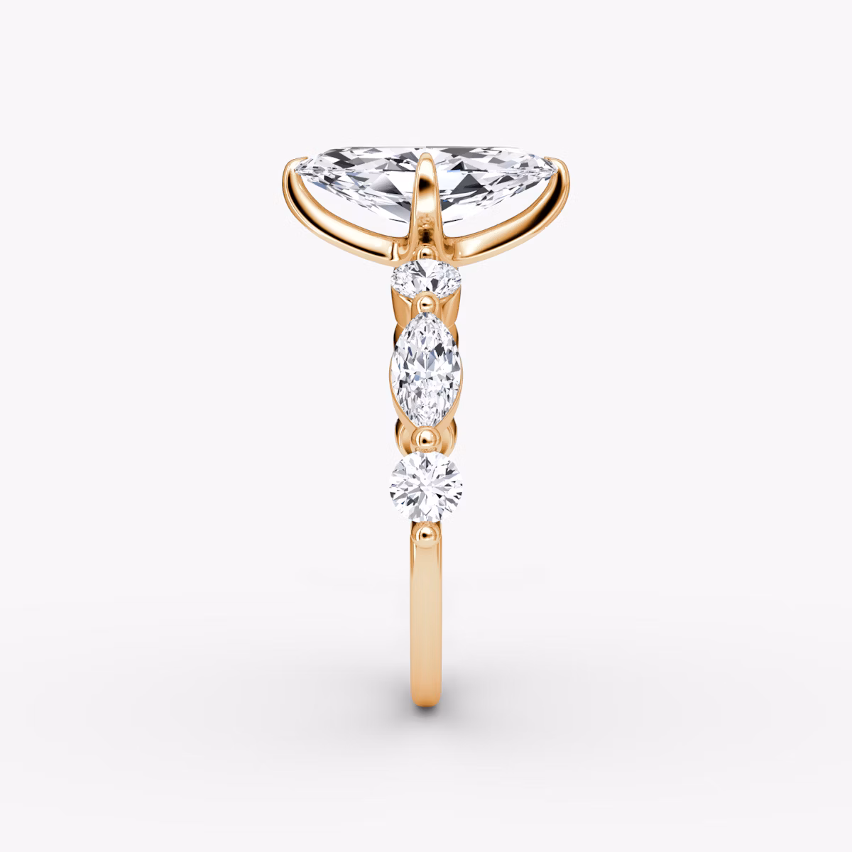 Bague de fiançailles Mixed Shape Single Shared Prong | Marquise | 14k | Or rose | bandAccent: Simple | diamondOrientation: vertical | caratWeight: other