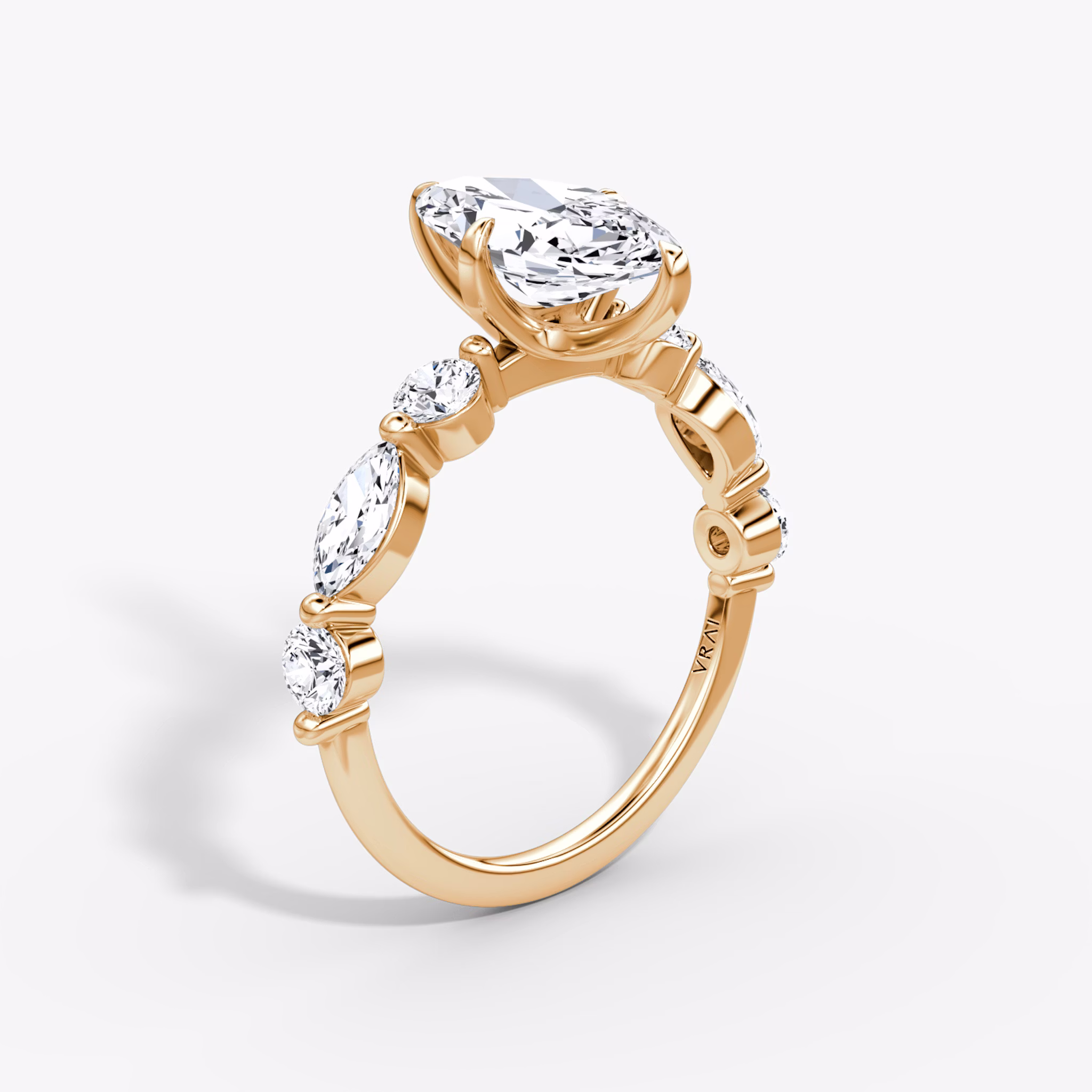 The Mixed Shape Single Shared Prong | Marquise | 14k | Rose Gold | bandAccent: Plain | diamondOrientation: vertical | caratWeight: other
