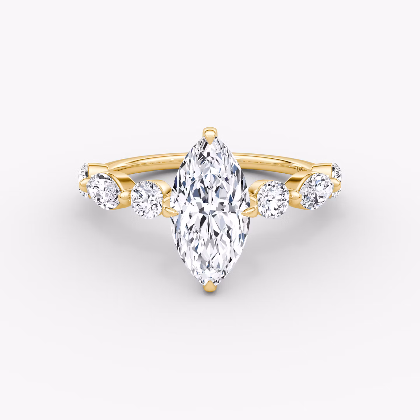 The Mixed Shape Single Shared Prong | Marquise | 18k | Yellow Gold | bandAccent: Plain | diamondOrientation: vertical | caratWeight: other