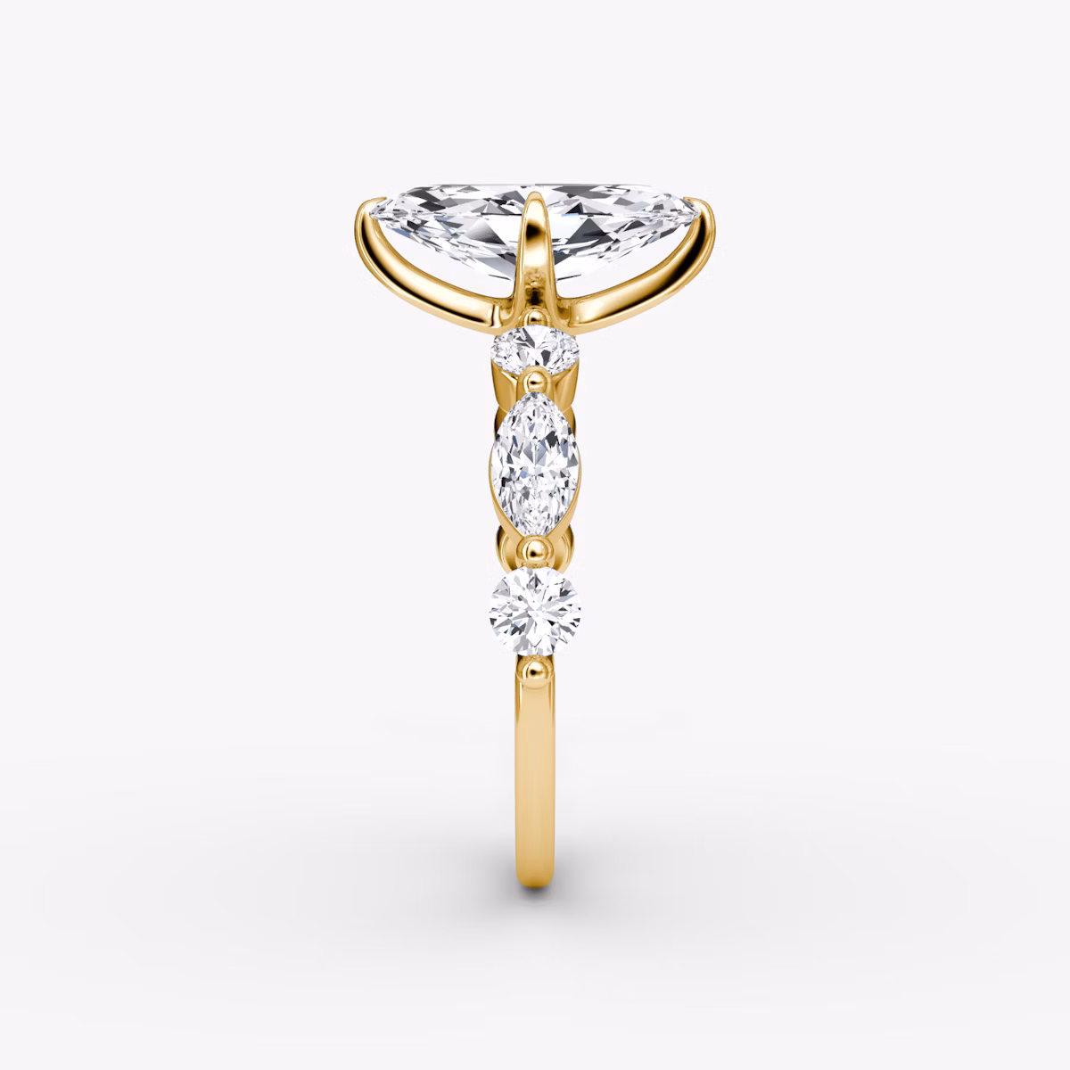 Anillo de compromiso Mixed Shape Single Shared Prong | Marquise | 18k | Oro amarillo | bandAccent: Simple | diamondOrientation: vertical | caratWeight: other