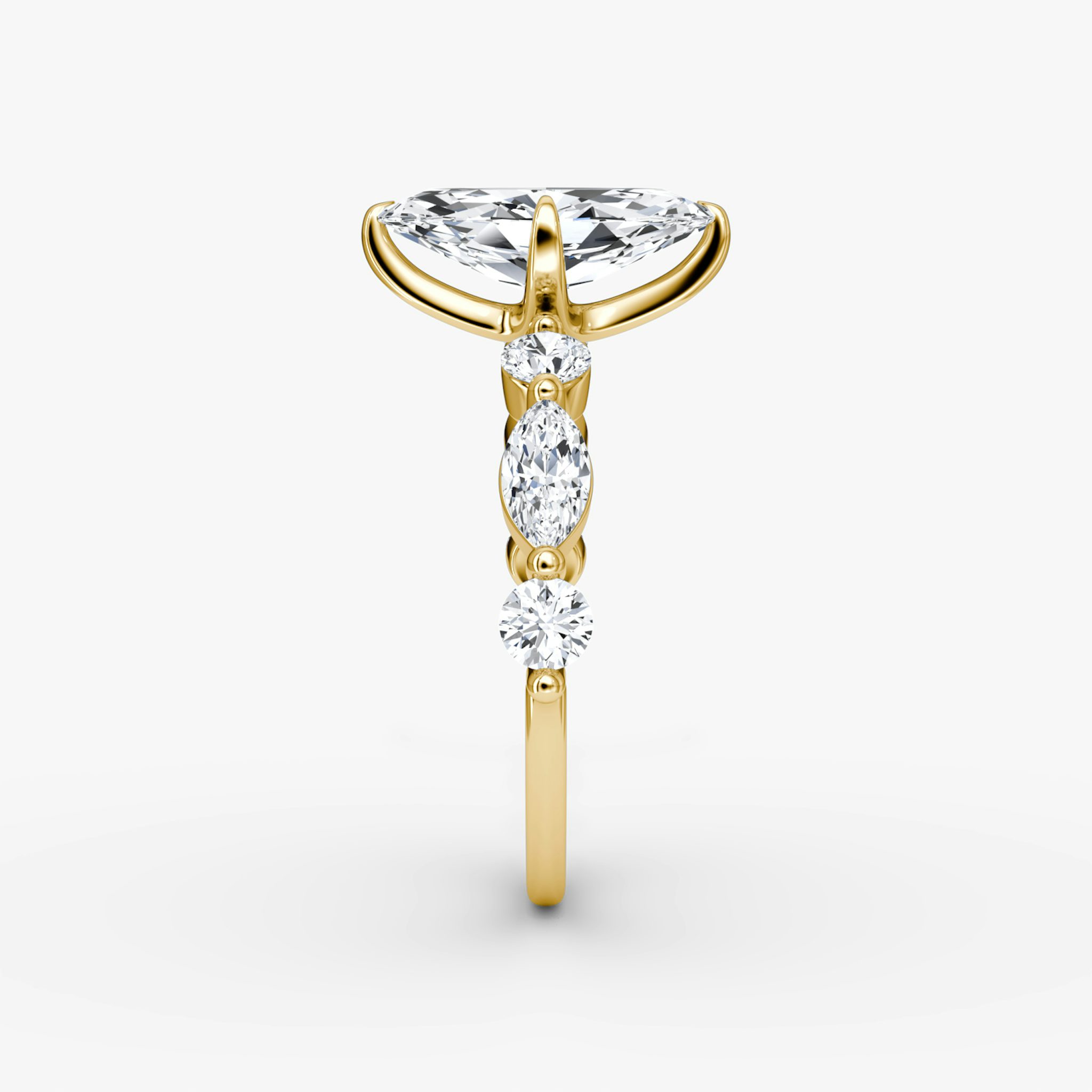 The Mixed Shape Single Shared Prong | Marquise | 18k | Yellow Gold | bandAccent: Plain | diamondOrientation: vertical | caratWeight: other