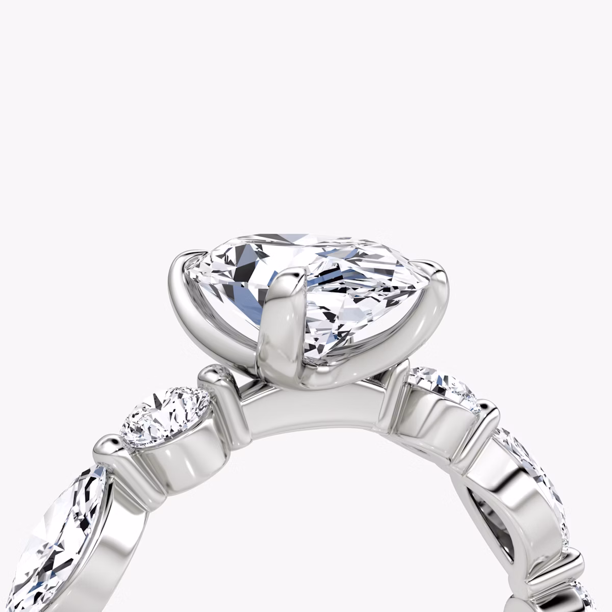 The Mixed Shape Single Shared Prong | Oval | 18k | White Gold | bandAccent: Plain | diamondOrientation: vertical | caratWeight: other