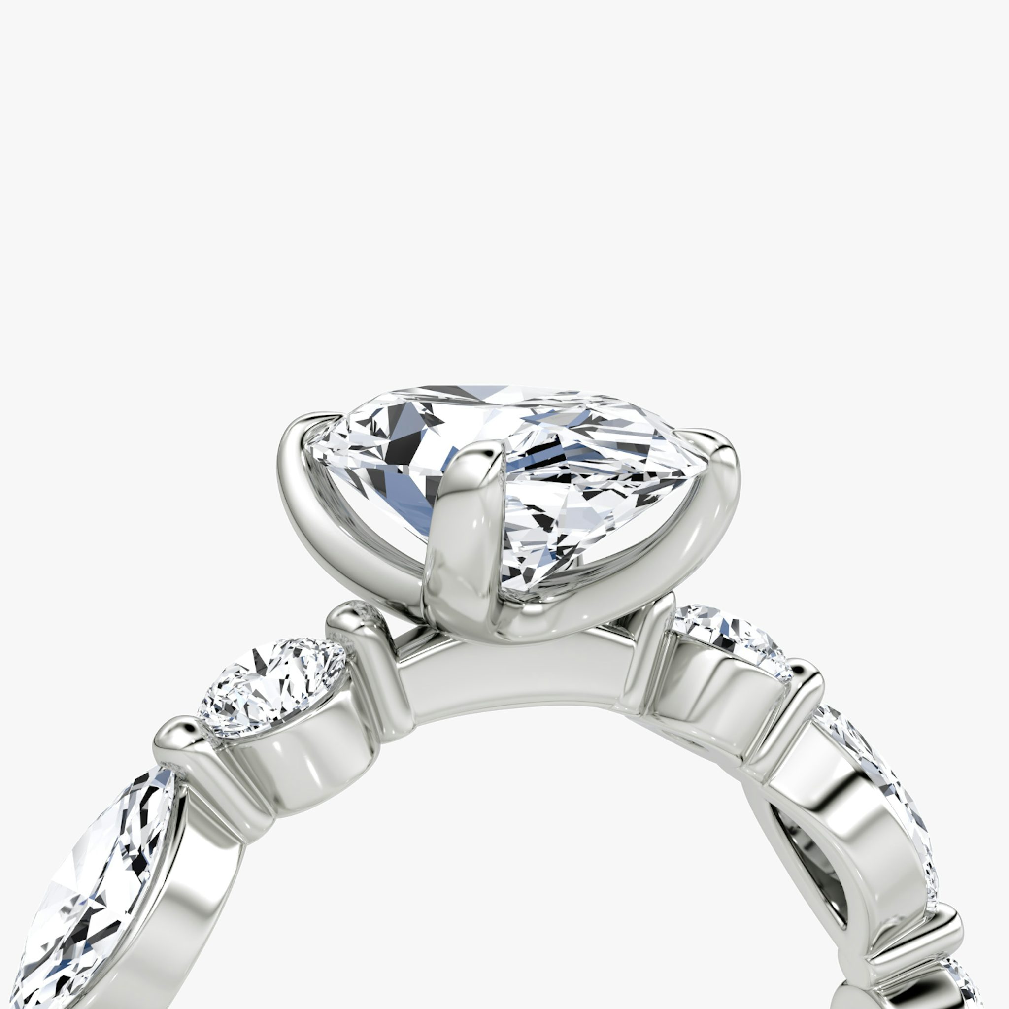 The Mixed Shape Single Shared Prong | Oval | Platinum | bandAccent: Plain | diamondOrientation: vertical | caratWeight: other