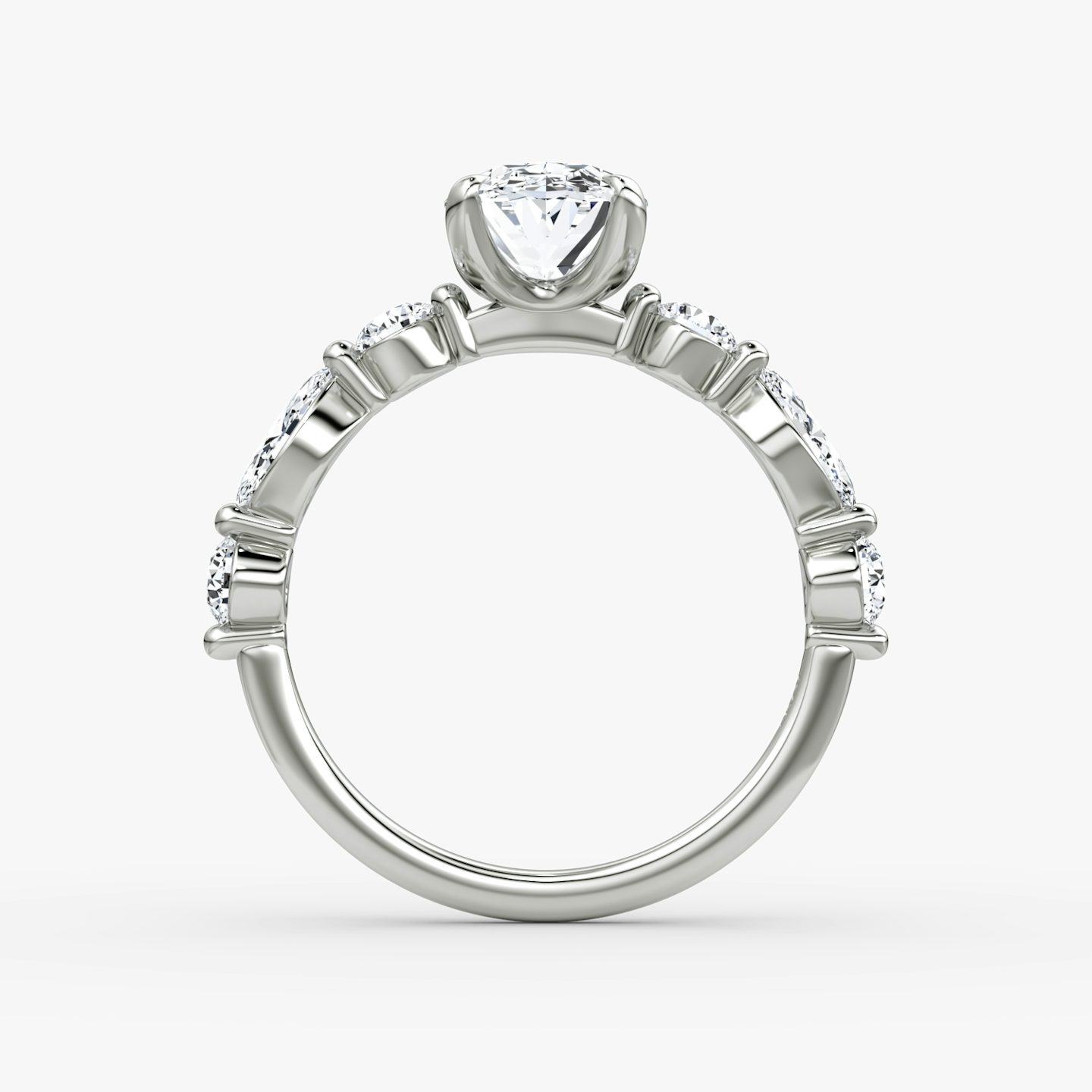 The Mixed Shape Single Shared Prong | Oval | 18k | White Gold | bandAccent: Plain | diamondOrientation: vertical | caratWeight: other