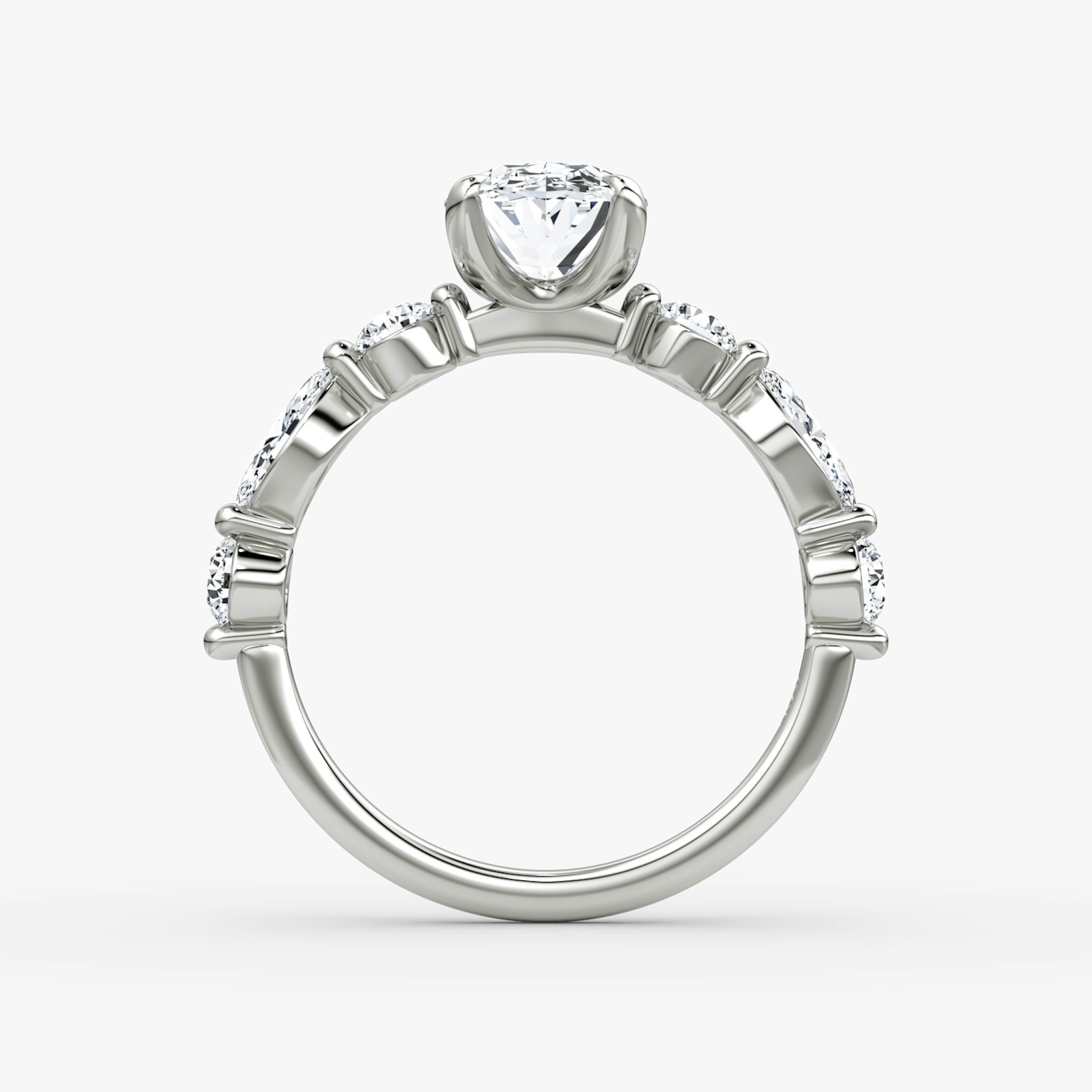 The Mixed Shape Single Shared Prong | Oval | Platinum | bandAccent: Plain | diamondOrientation: vertical | caratWeight: other