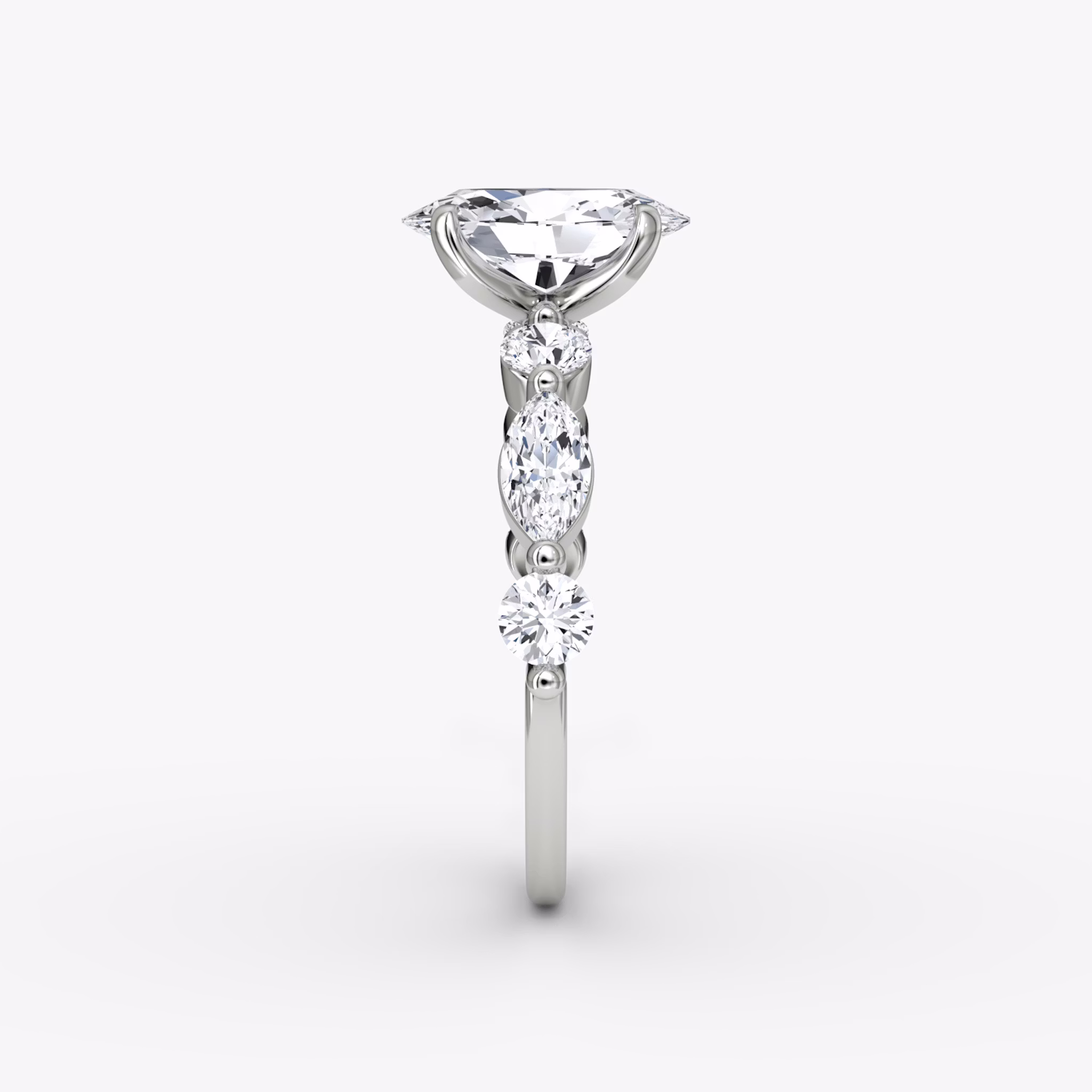 The Mixed Shape Single Shared Prong | Oval | Platinum | bandAccent: Plain | diamondOrientation: vertical | caratWeight: other