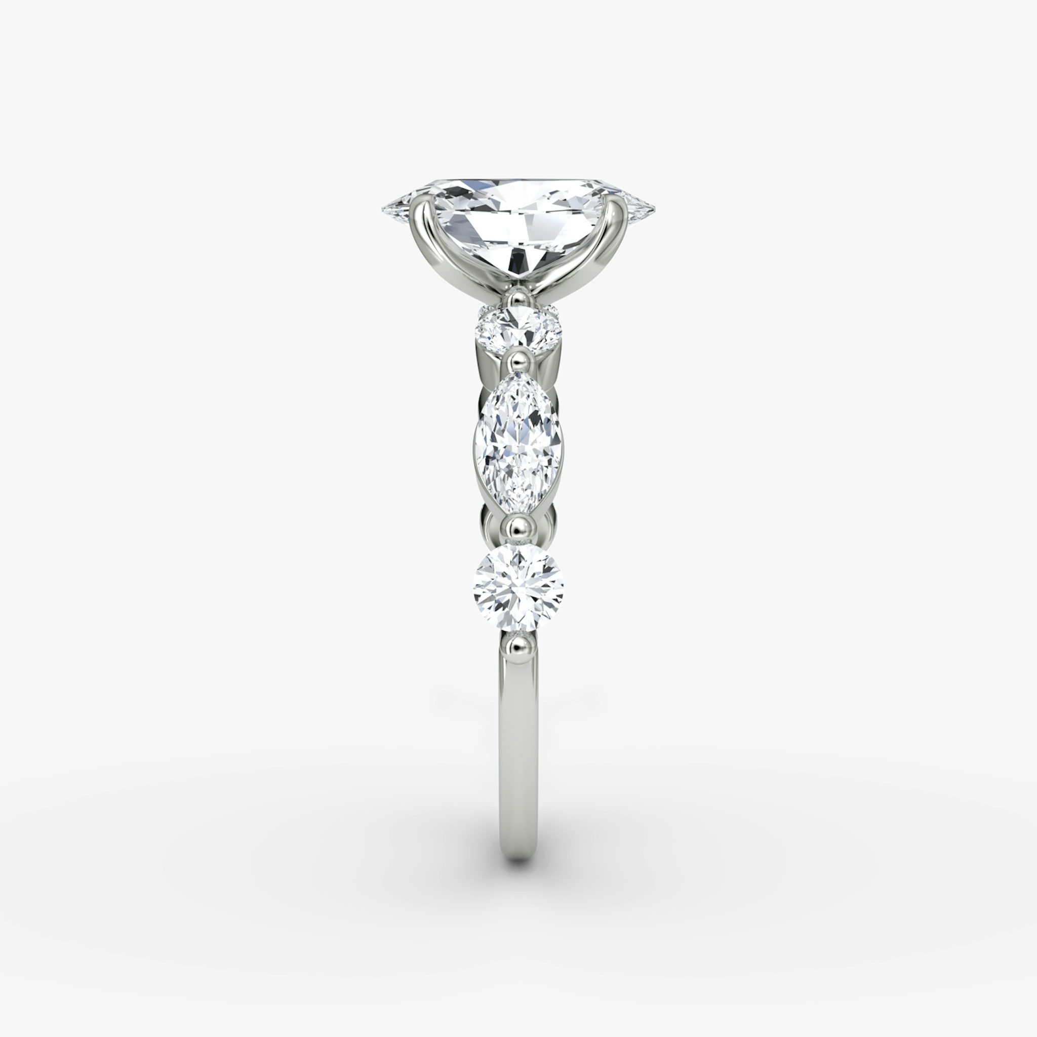The Mixed Shape Single Shared Prong | Oval | Platinum | bandAccent: Plain | diamondOrientation: vertical | caratWeight: other