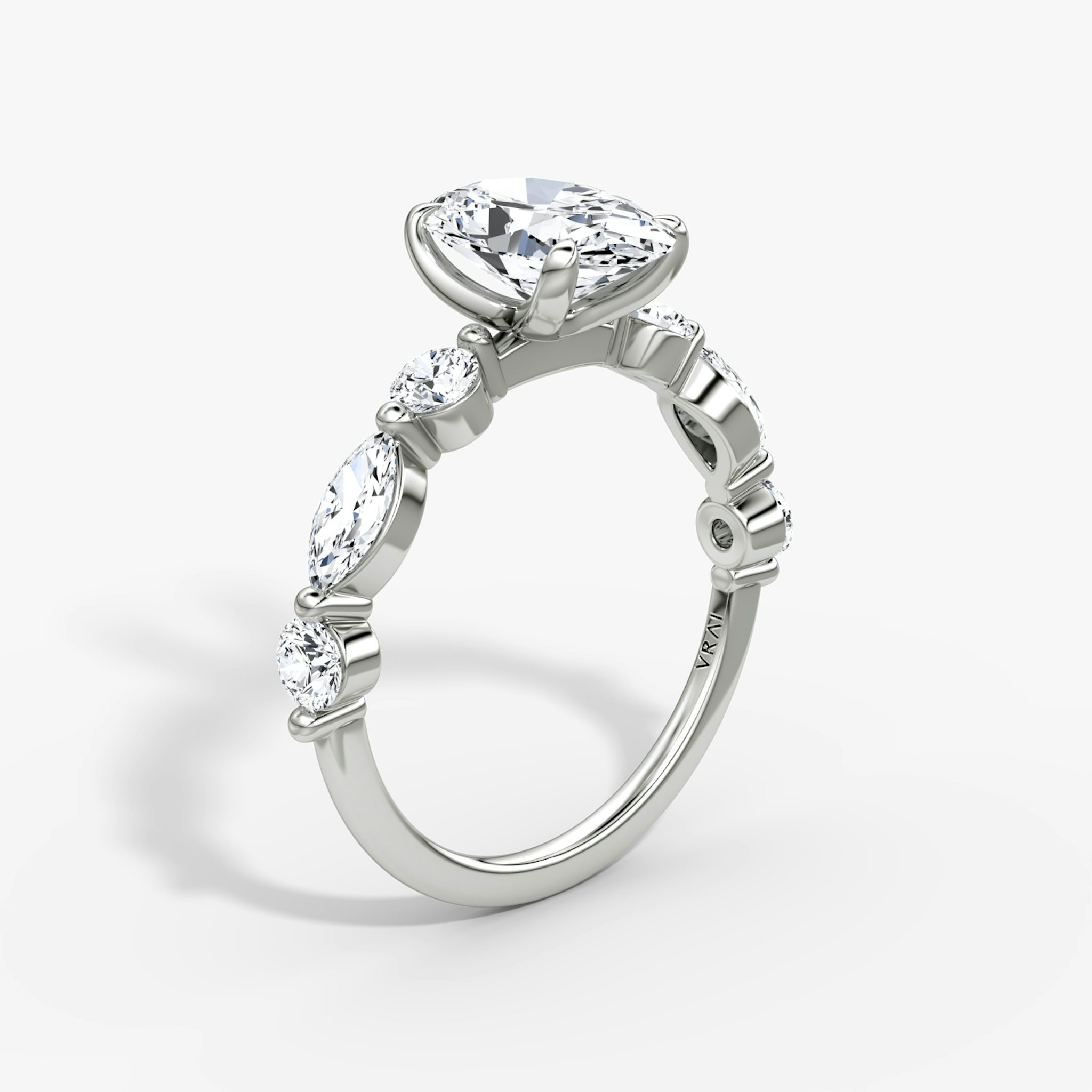 The Mixed Shape Single Shared Prong | Oval | Platinum | bandAccent: Plain | diamondOrientation: vertical | caratWeight: other